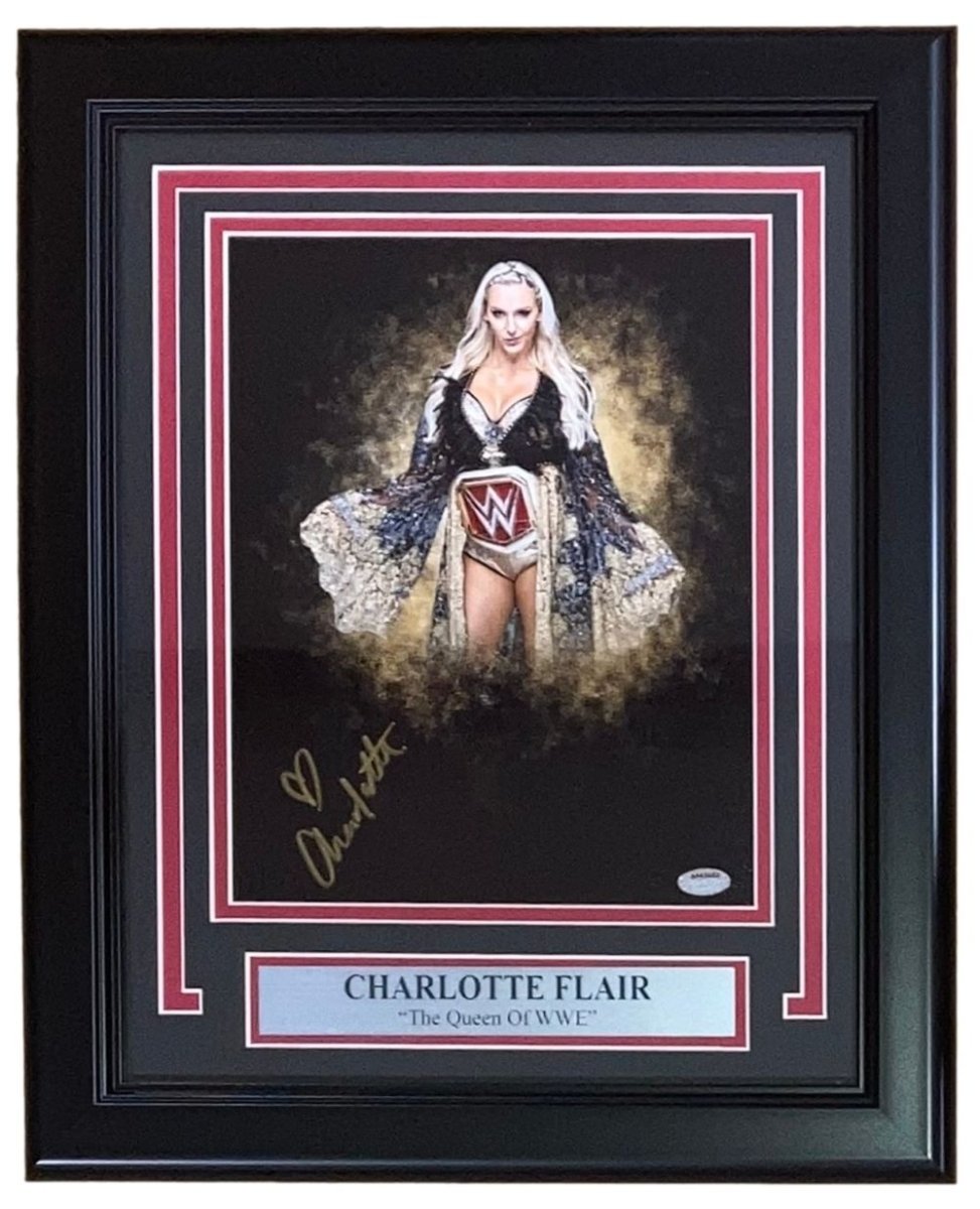 Charlotte Flair Autographed WWE 8x10 Photo - Framed Collectible Memorabilia for Wrestling Fans & Sports Decor