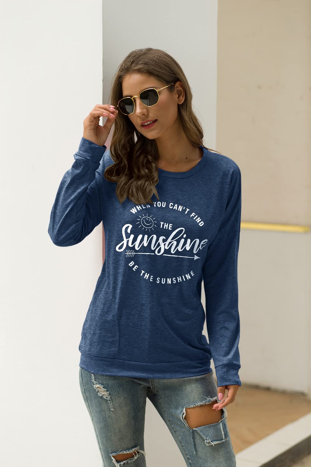 Muicy Women's Sunshine Shirt - Casual Long Sleeve Tunic Top with Pockets | Trendy Loose Fit Sweatshirt for Women | Perfect for Work, Weekend Outfits & Layering