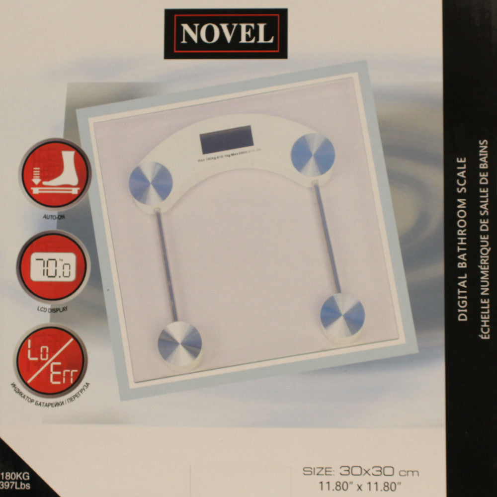 NOVEL Digital Glass Scale NOV 1022 - Precise Electronic Kitchen Scale for Baking, Cooking & Coffee - Waterproof LCD Display with Grams & Ounces Measurement
