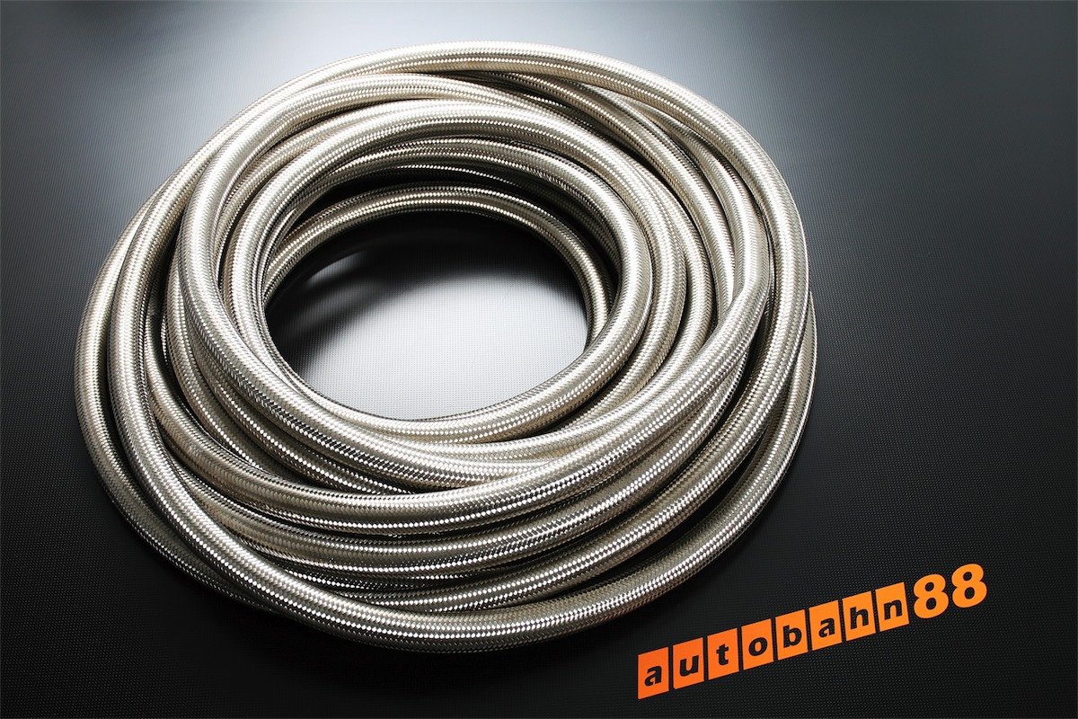 Autobahn88 High Pressure AN20 Synthetic Rubber Hose - 5ft Stainless Steel Braided Fuel, Oil, Water & Coolant Line - Ideal for Automotive, Marine & Industrial Fluid Transfer Systems