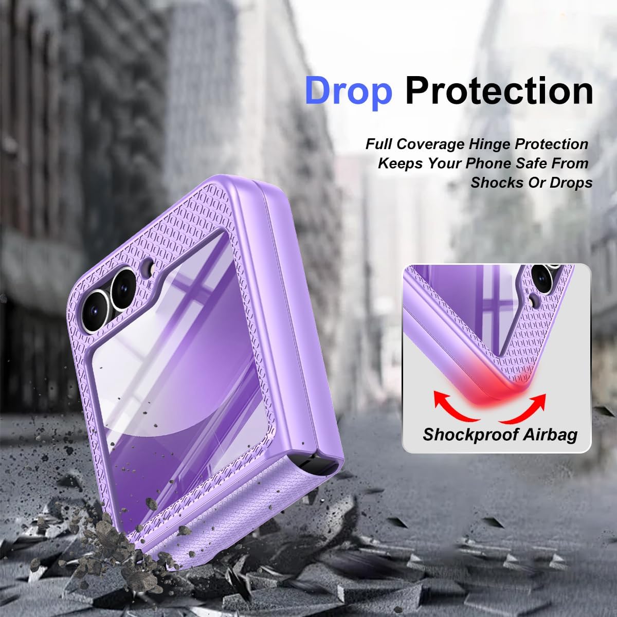 Samsung Galaxy Z Flip 6 Case with Built-in Kickstand & Front Screen Protector - Protective Cover for Everyday Use, Travel & Hands-Free Viewing