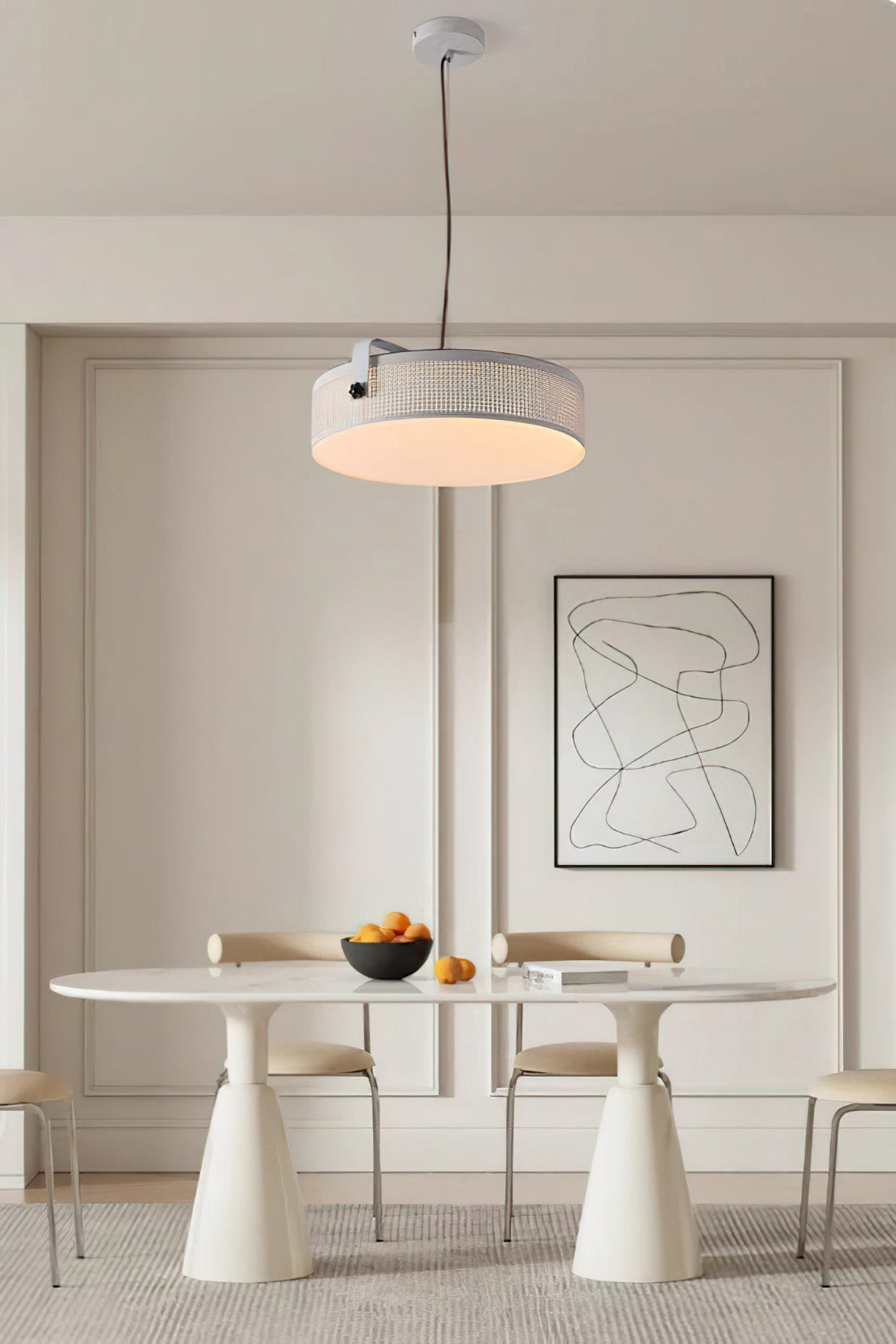 Modern Dana Round Pendant Light - Vintage Industrial Ceiling Lamp with Metal Shade - Perfect for Dining Room, Kitchen Island, Bedroom or Living Room Lighting
