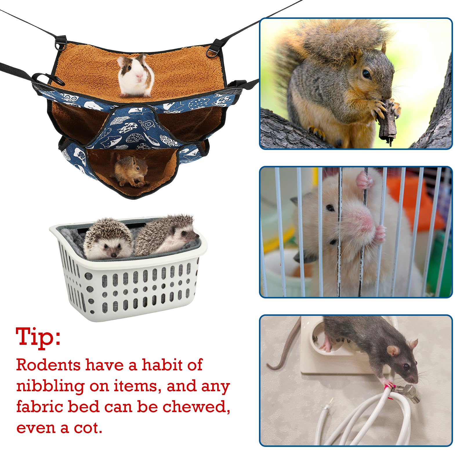 2PCS Guinea Pig & Rat Bed Hammock for Cage - Soft Hanging Small Animal Bed with Hideout - Perfect for Chinchillas, Mice & Pet Rats - Cage Accessories for Cozy Sleeping & Playtime