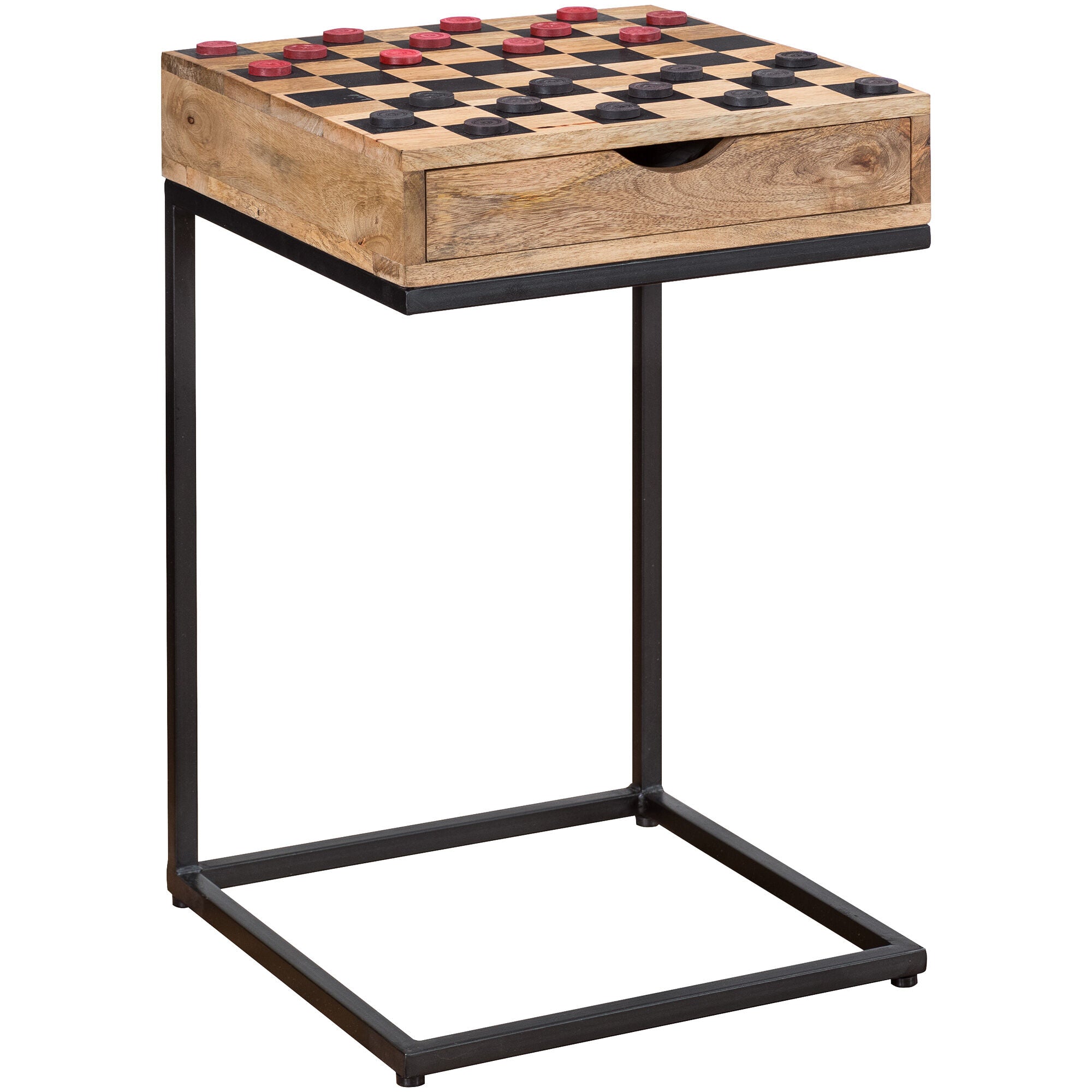 Checkmate Sofa Server Game Table - Wooden Chess Board with Storage for Living Room & Game Nights