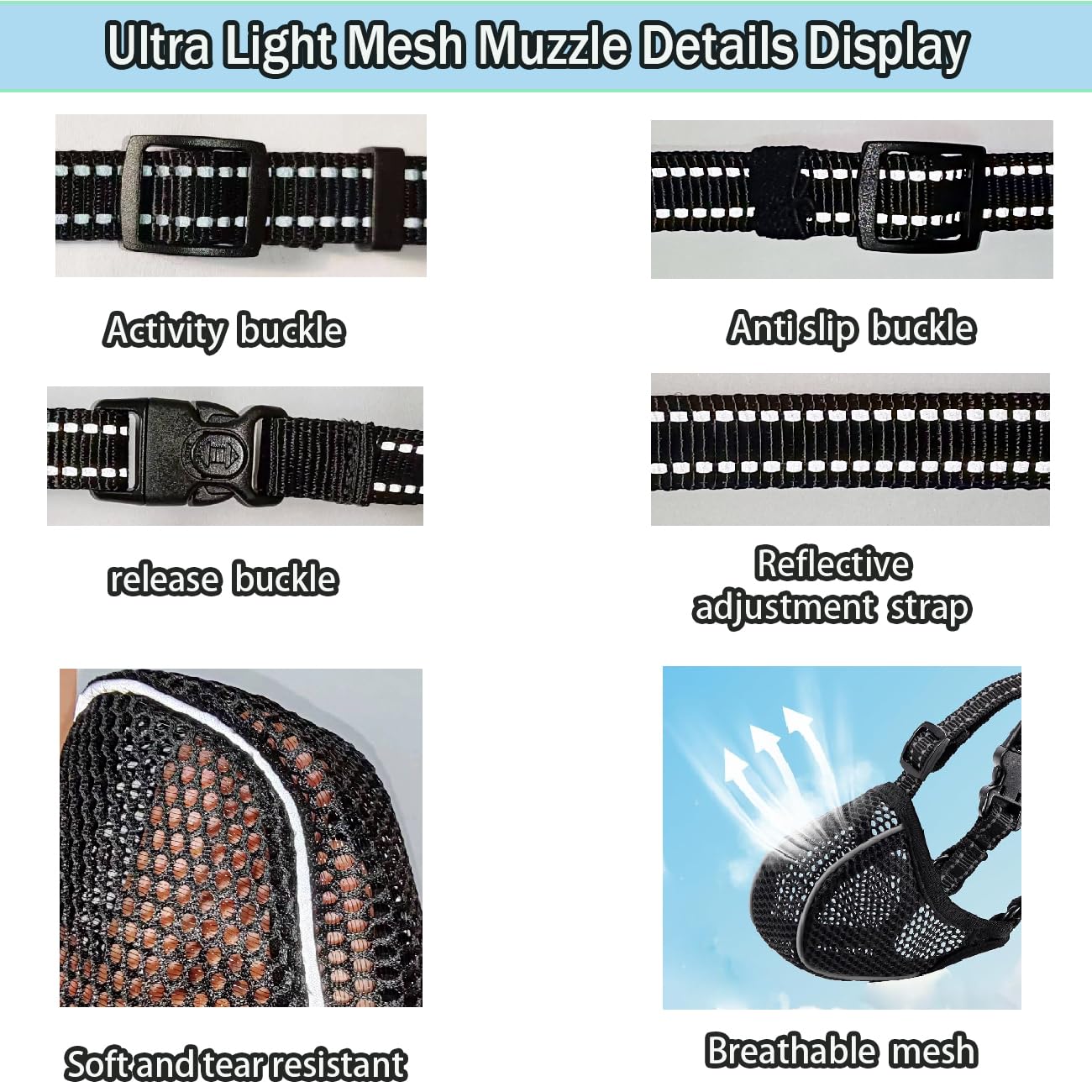 Large Dog Muzzle for Biting Prevention - Adjustable Breathable Reflective Muzzle for Medium to Large Dogs - Stop Chewing, Eating & Aggressive Behavior (Black, Size L) - Perfect for Training, Walks & Vet Visits