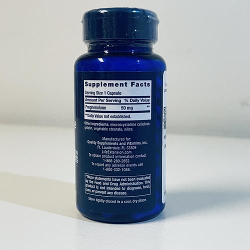 Life Extension Pregnenolone 50mg Supplement - Supports Memory, Brain Health & Cognitive Function - Gluten Free, 100 Capsules (Exp 1/2025) - Ideal for Mental Clarity, Focus & Stress Relief