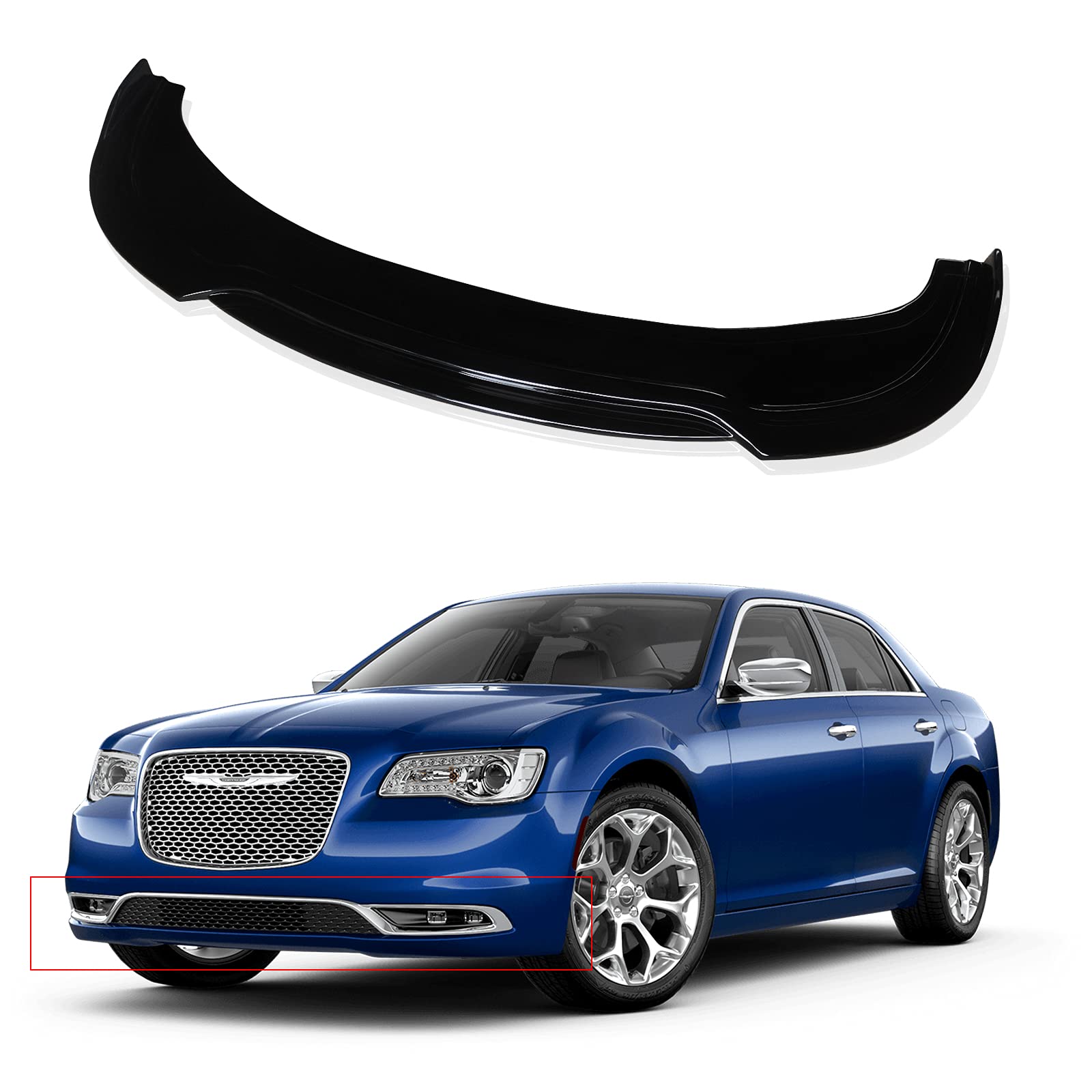 NINTE Front Lip Spoiler for 2015-2020 Chrysler 300 RT - Gloss Black ABS Plastic Double-Deck Bumper Splitter - Enhances Aerodynamics & Sporty Look for Street Racing & Car Shows