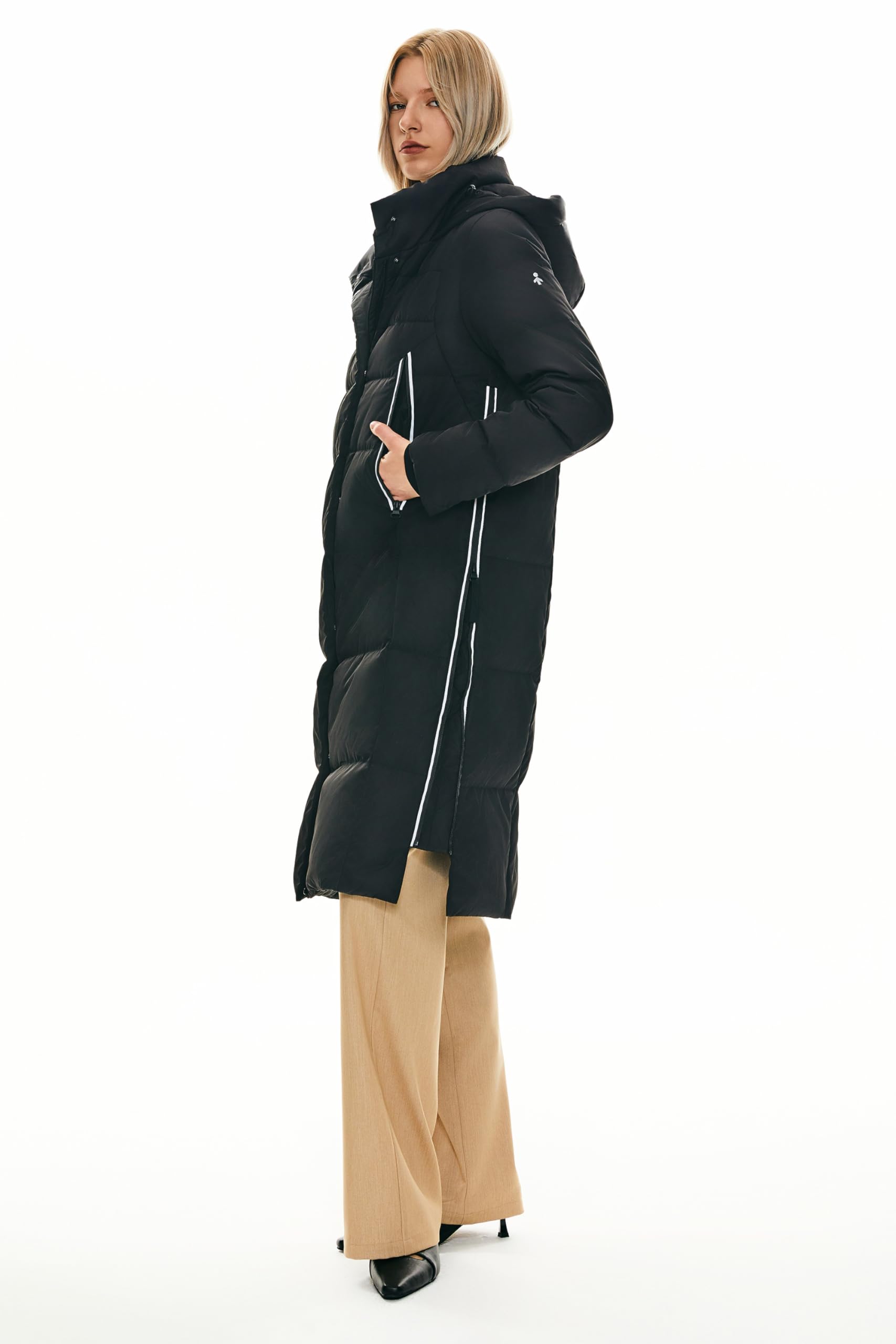 Orolay Women's Thickened Long Down Jacket - Winter Warm Hooded Puffer Coat with Side Zipper for Outdoor Activities, Snowboarding & Cold Weather Protection