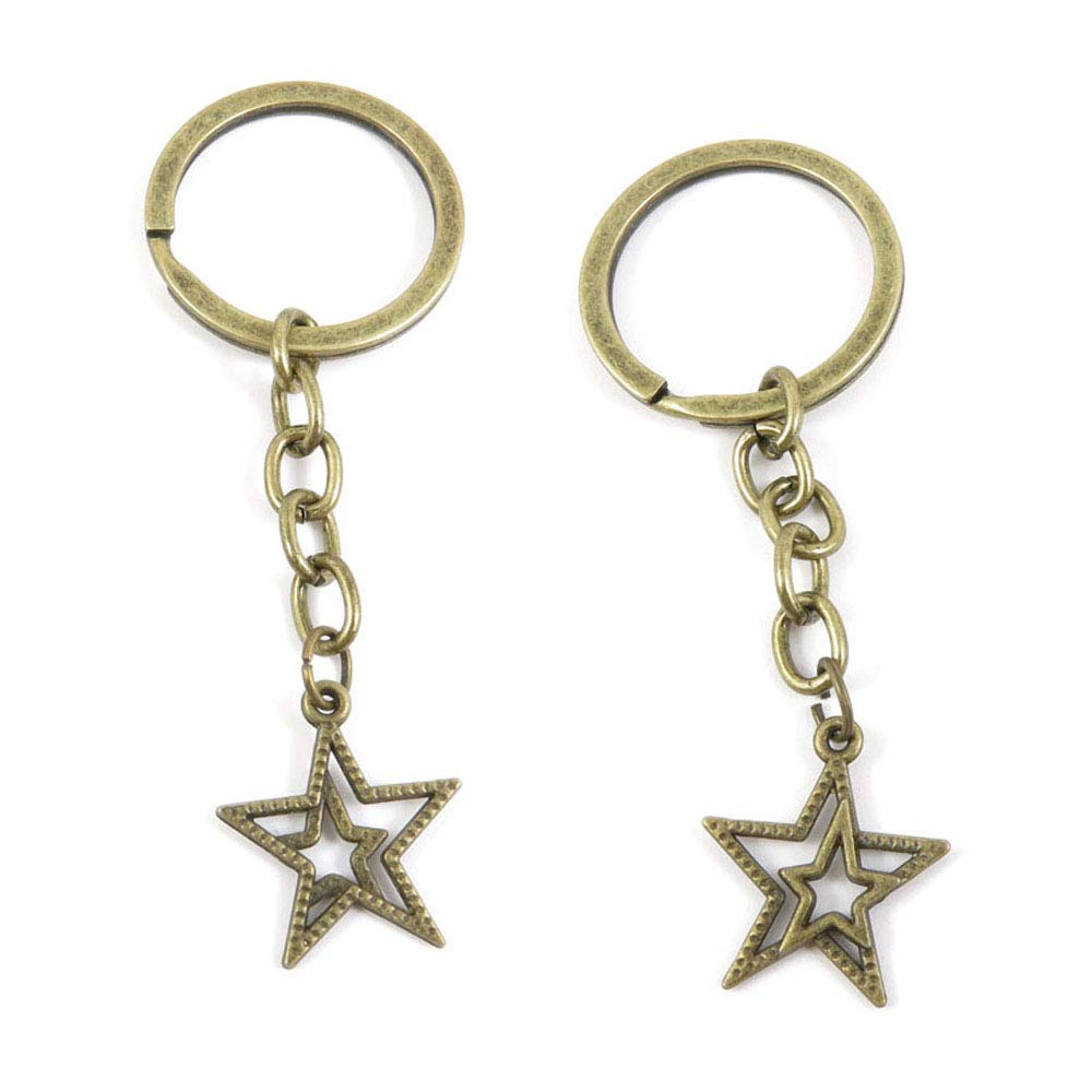 5 PCS Fashion Jewelry Making Supplies - Key Ring Chains, Tags, Clasps & Keychains with Five-Pointed Star Charms | DIY Jewelry Findings for Necklaces, Bracelets & Keyrings | Perfect for Crafting, Gifts & Accessories