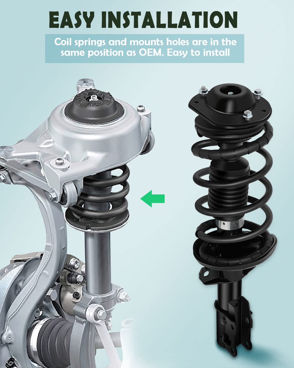 SCITOO 2Pcs Complete Strut and Shock Assembly for Chevrolet Cobalt, HHR & Pontiac G5 - 172179L Shock Absorber - Front/Rear Suspension Replacement for Smooth Ride & Enhanced Vehicle Stability