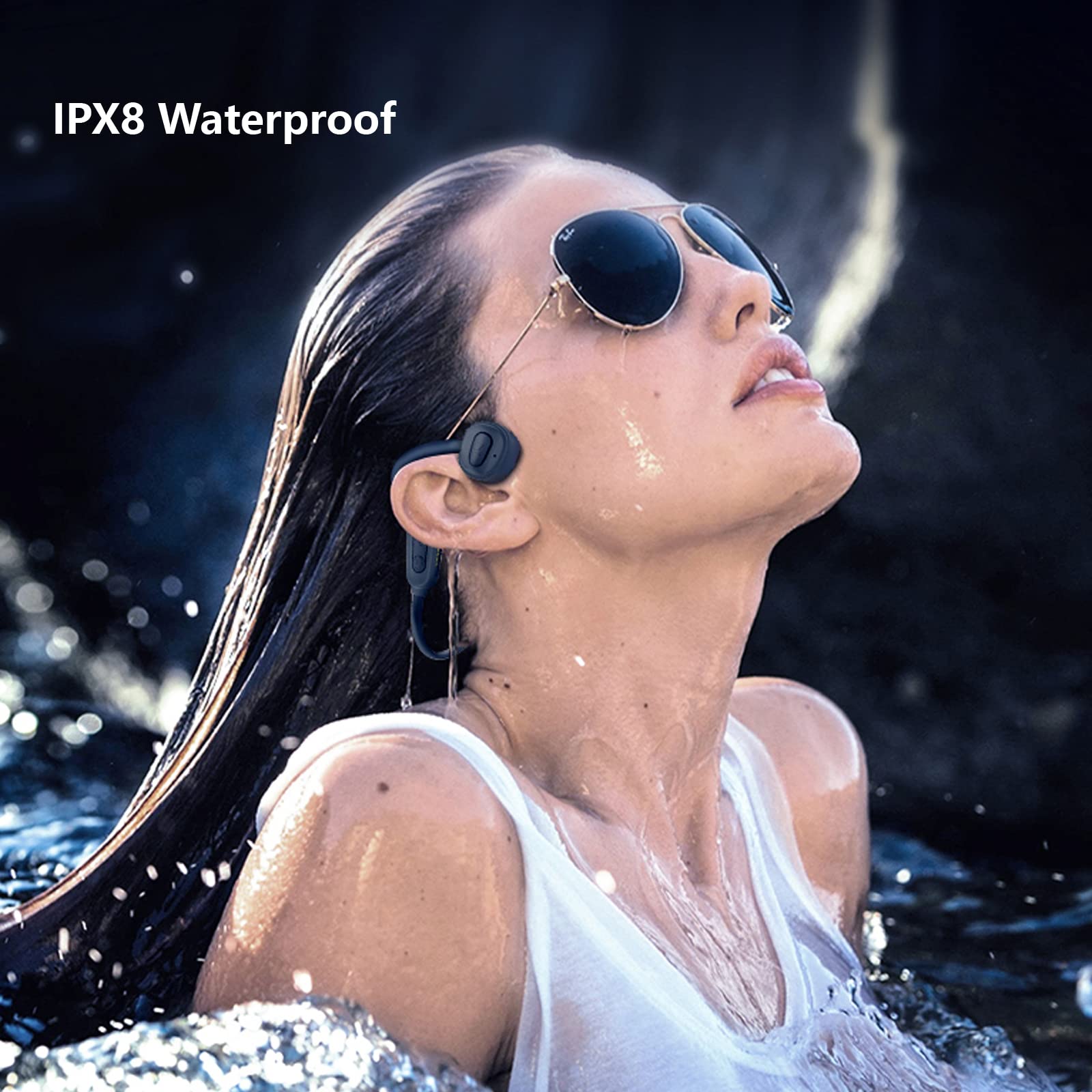 Wireless Bluetooth Bone Conduction Headphones - Open Ear Neckband Headset with IPX5 Waterproof for Running, Cycling, Gym Workouts - Perfect for Outdoor Sports & Active Lifestyle
