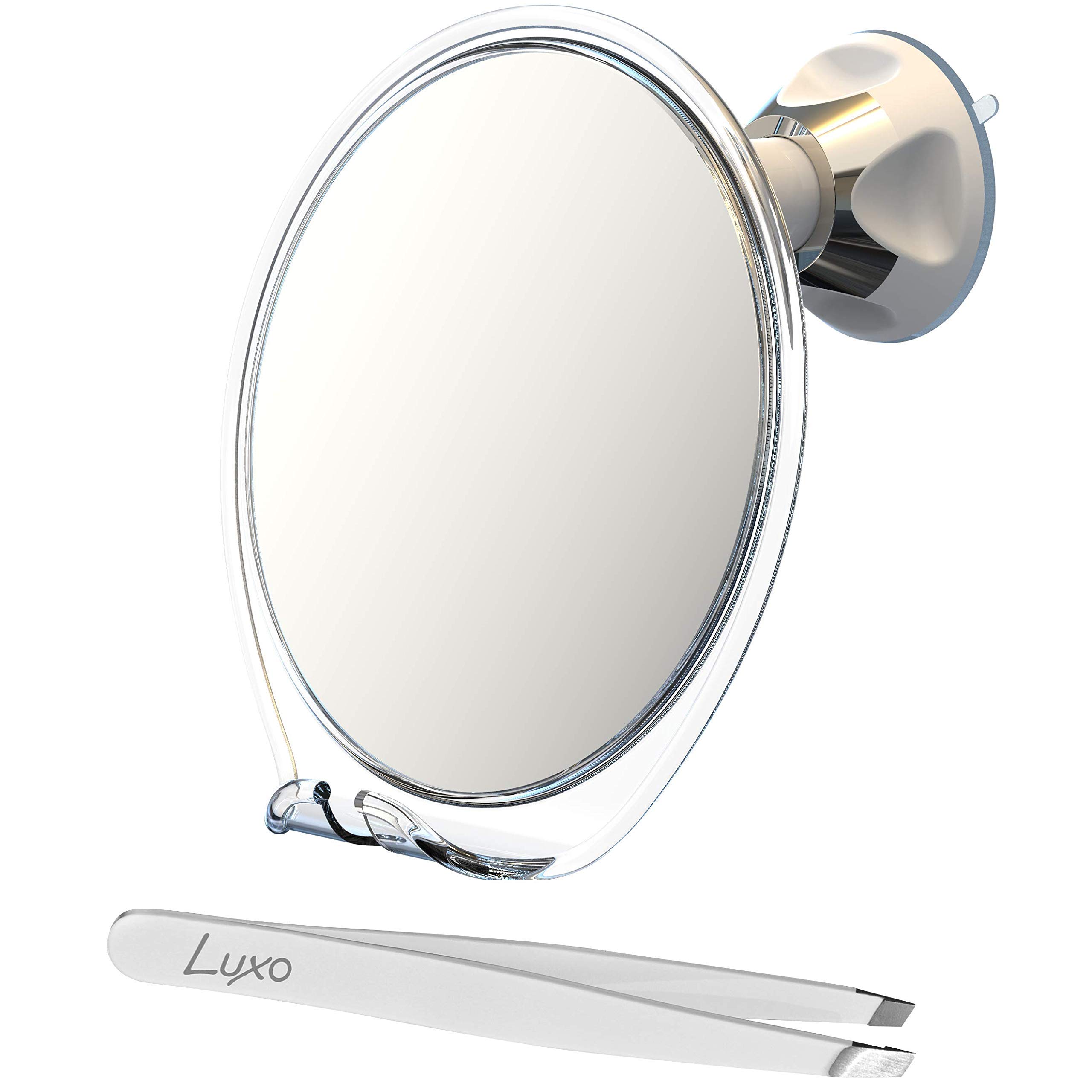 Luxo Fog-Free Shower Mirror with Razor Holder & Strong Suction Cup - Shatterproof Anti-Fog Bathroom Mirror for Shaving, Grooming & Tweezing - Perfect for Steam Showers, Travel & Small Spaces