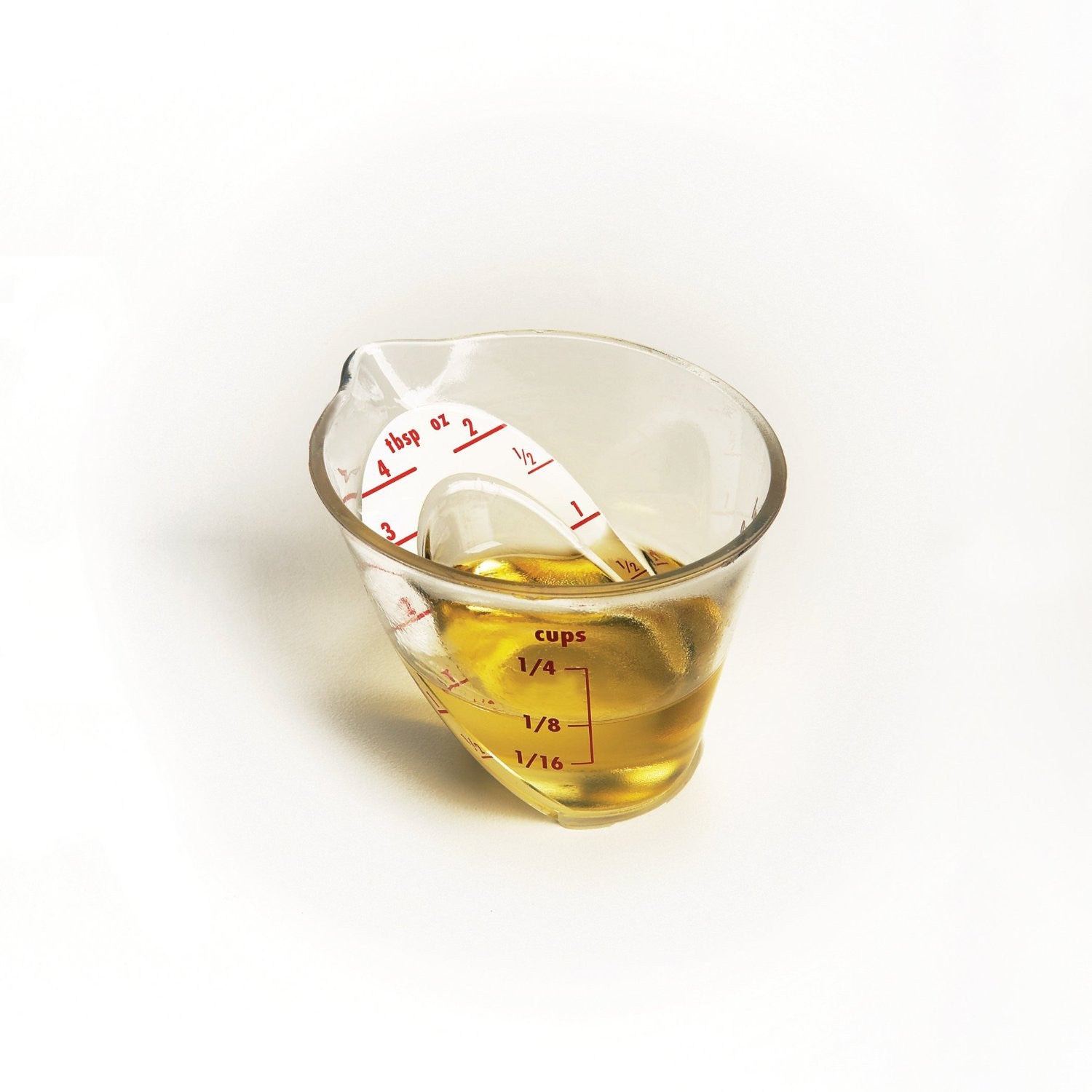 Mini Angled Measuring Cup - 2oz/60ml Clear Plastic Kitchen Measuring Cup with Spout for Baking, Cooking & Mixing - Perfect for Liquid Ingredients, Cocktails & DIY Crafts