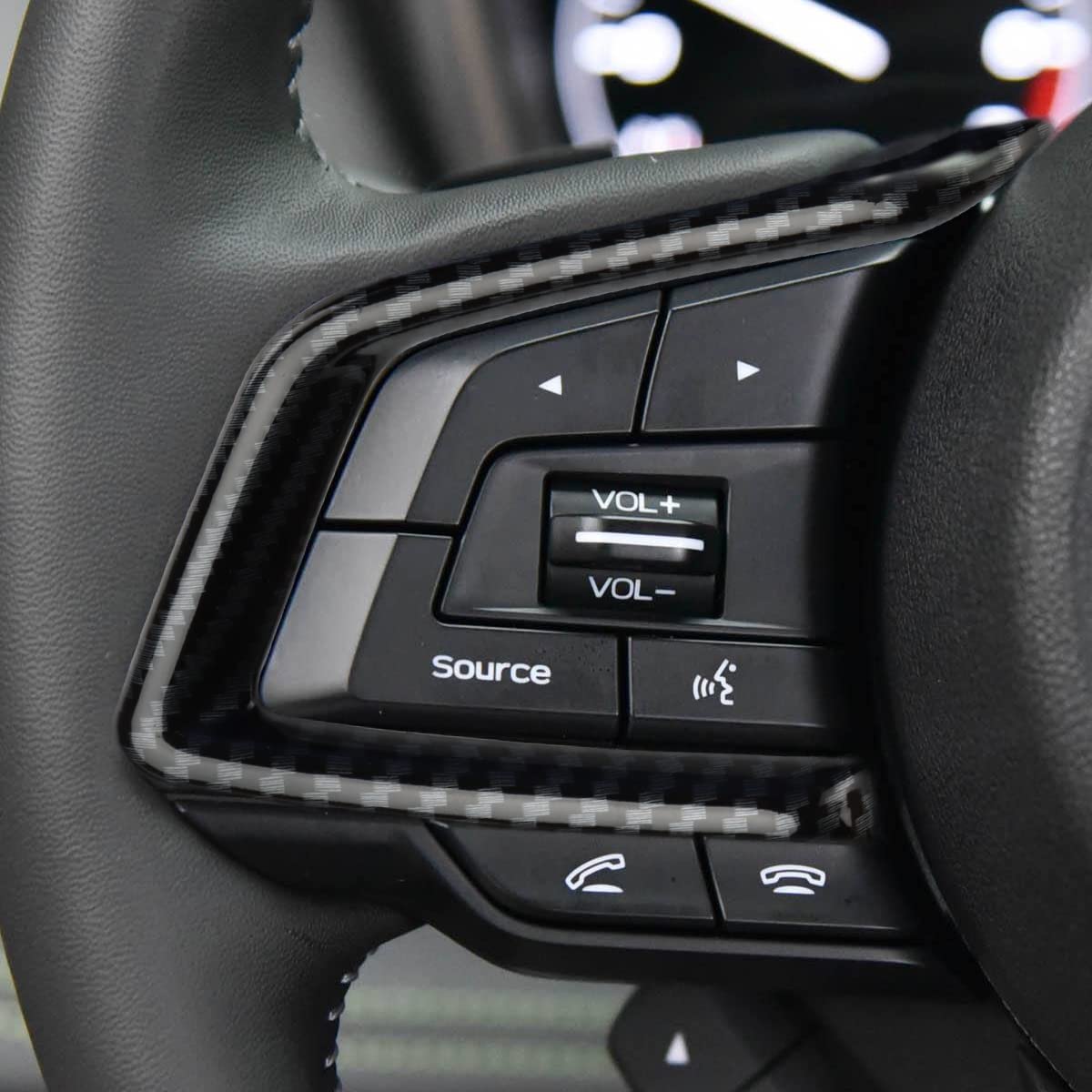 INTGET 4PCS Carbon Fiber Steering Wheel Stickers for Subaru Outback Legacy Crosstrek Forester Ascent Impreza (2018-2025) - Durable Trim Cover & Panel Frame Upgrade for Enhanced Interior Style & Grip