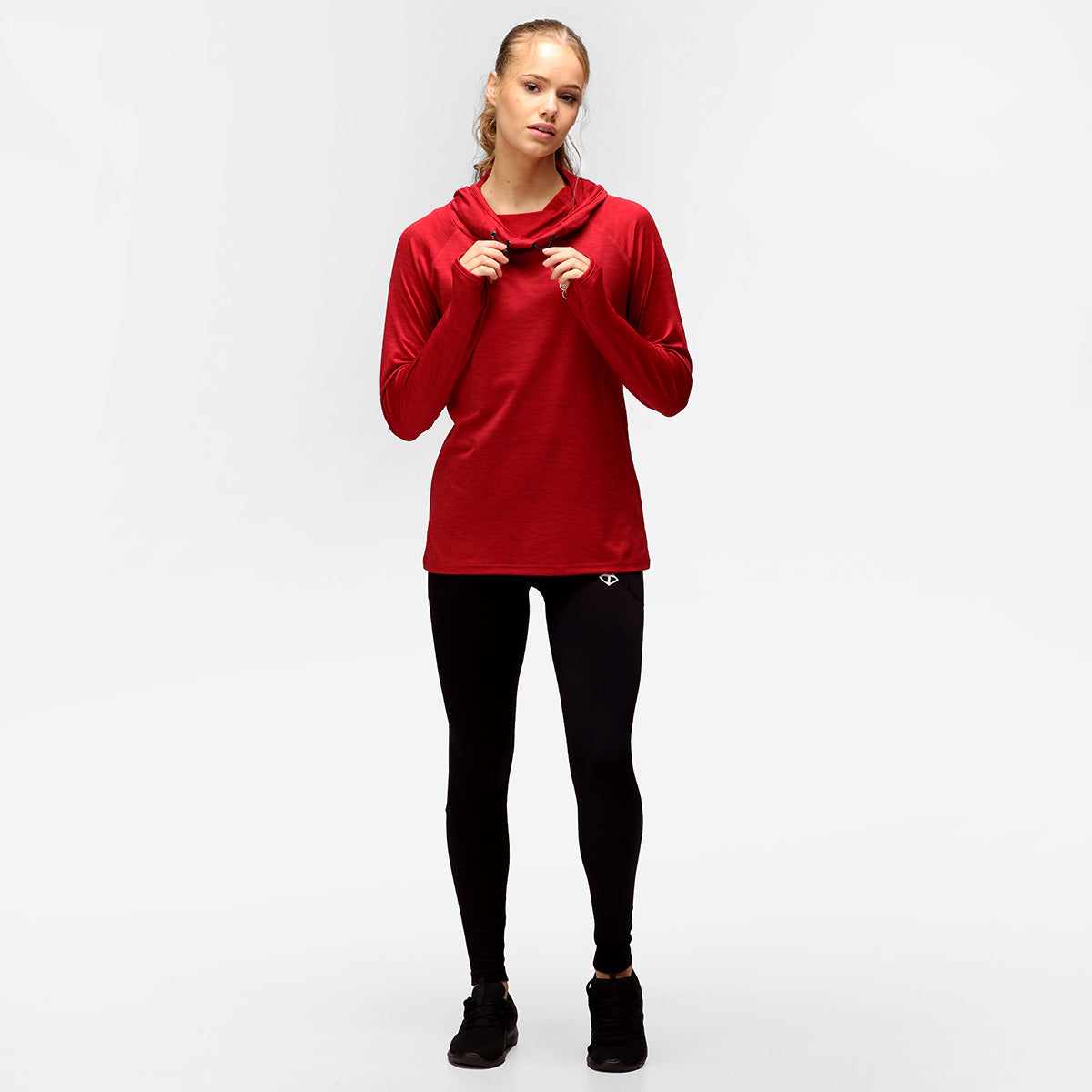 TKB Red Cowl Neck Hoodie for Women - Soft Fleece Pullover Sweatshirt with Hood - Cozy Winter Fashion for Casual Outfits & Lounge Wear