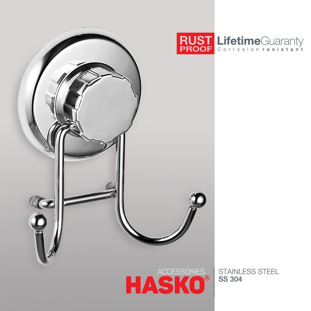 Stainless Steel Vacuum Suction Cup Hooks - Heavy Duty Bathroom & Kitchen Hooks for Towels, Robes, Loofahs - Chrome Finish for Shower, Wall & Tile Organization