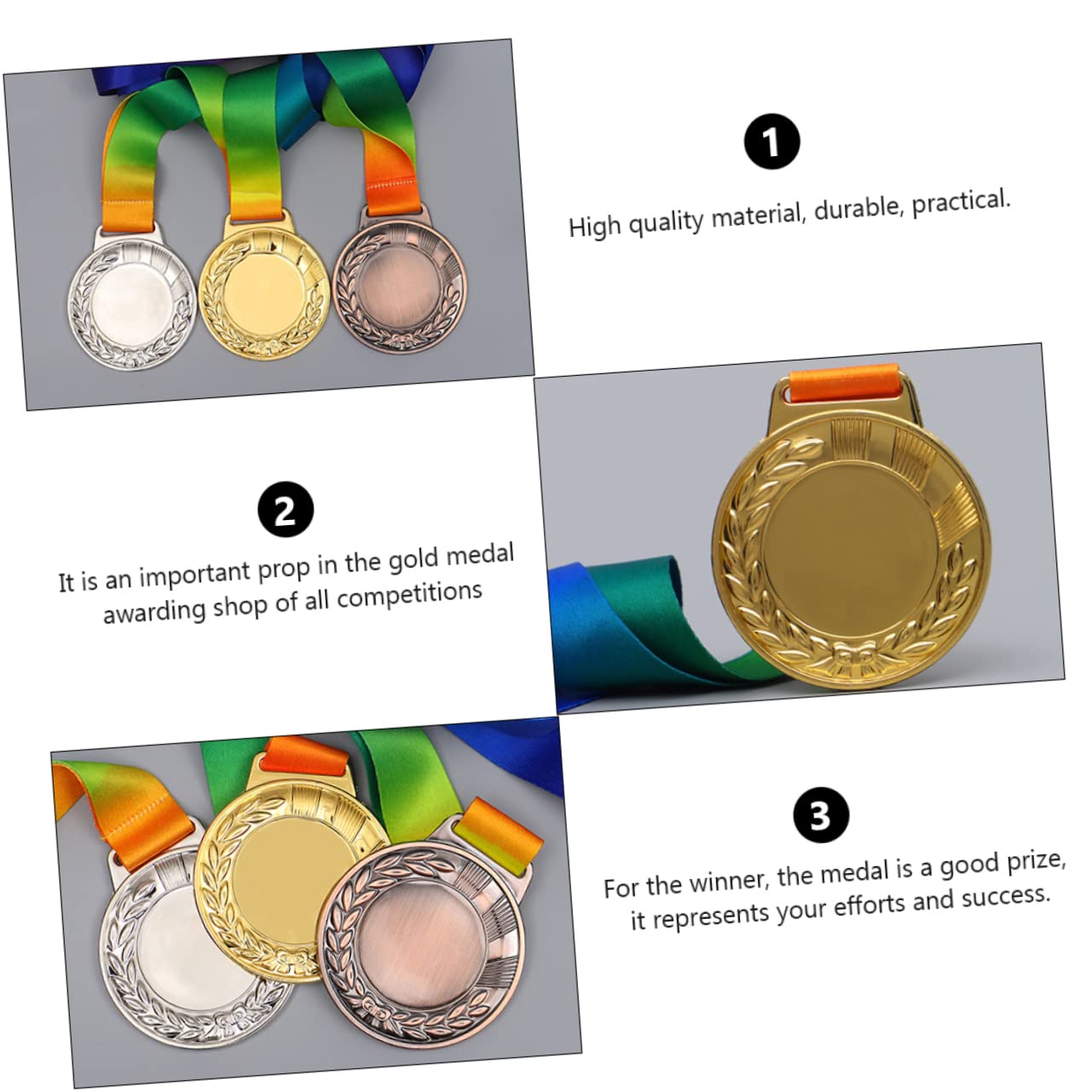 PAMINGONO 3-Piece Kids Medal Toy Set - Award Ribbons for Children's Games, Sports & Achievements - Perfect for Birthday Parties, School Events & Sports Competitions