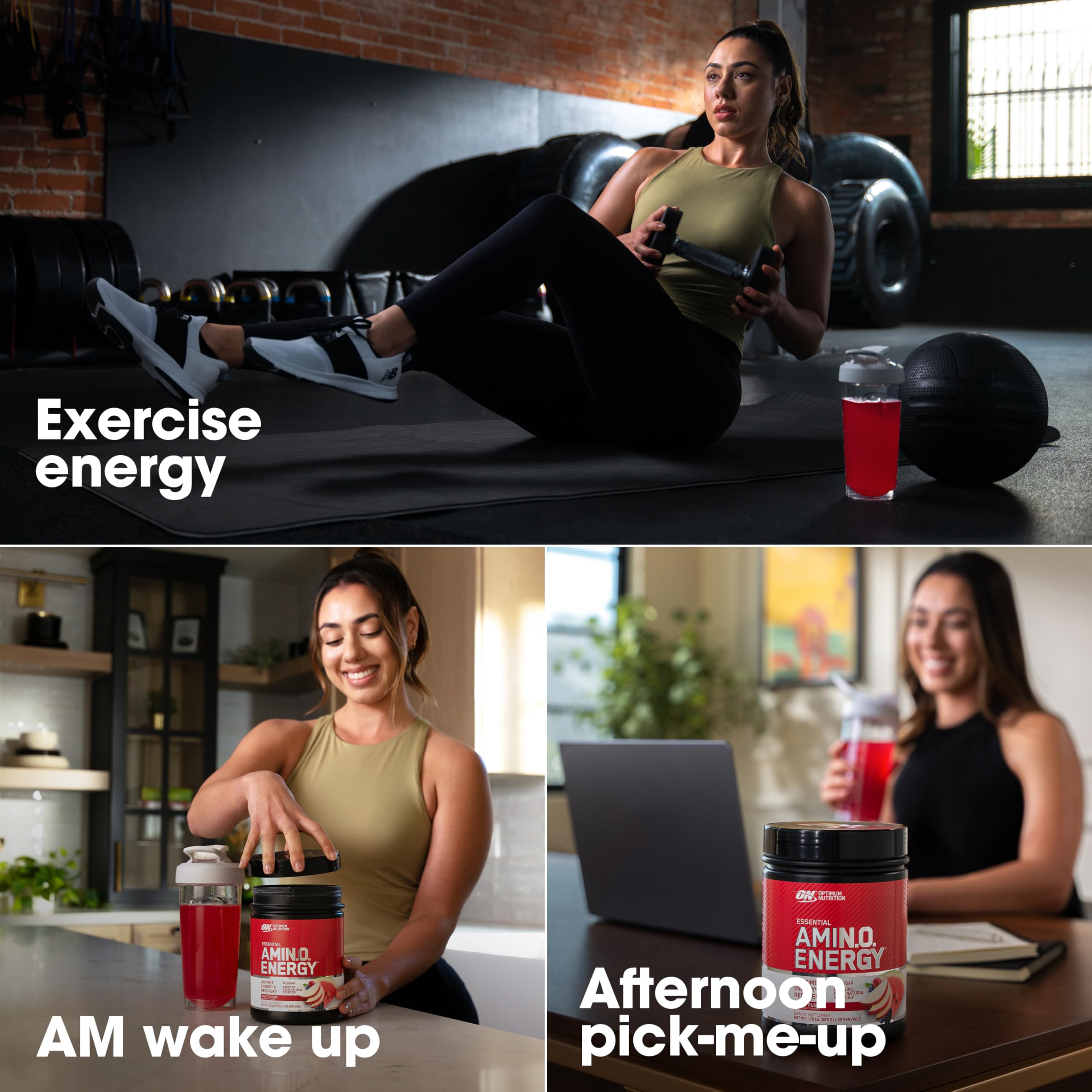 Optimum Nutrition Amino Energy Pre Workout Powder - Keto Friendly with Green Tea, BCAA, Amino Acids & Green Coffee Extract - Fruit Fusion Flavor, 65 Servings (Packaging May Vary) | Boost Energy & Focus for Gym, Running & Fitness Training