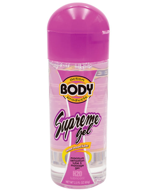 Body Action Supreme Gel Water Based Lubricant 2.3 oz - Long Lasting Personal Lubricant for Enhanced Intimacy & Sensual Massage - Perfect for Couples & Sensual Play