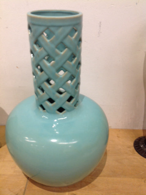 15-inch Aqua Blue Ceramic Vase - Elegant Home Decor for Living Room, Dining Table & Wedding Centerpieces