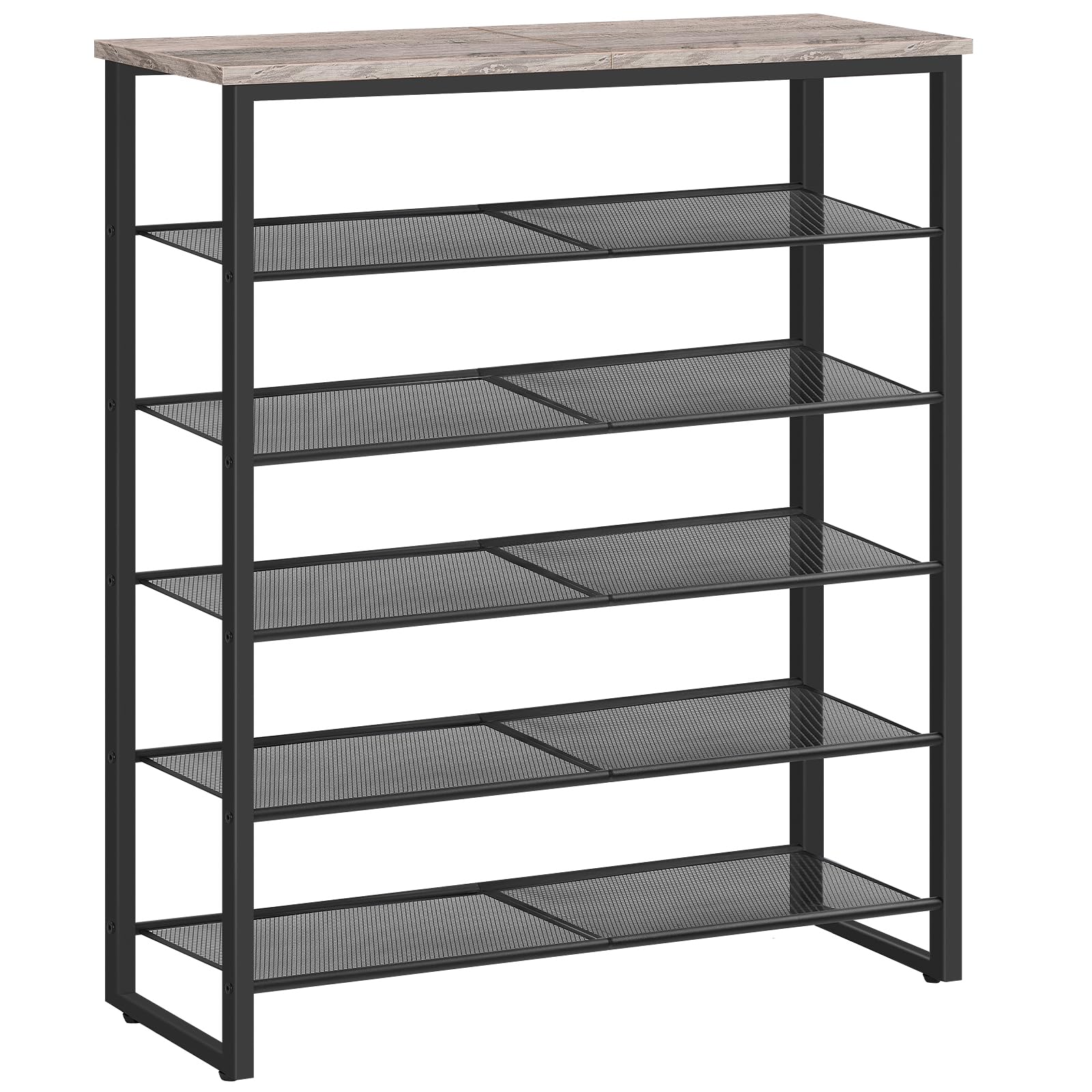 HOOBRO 6-Tier Shoe Rack Organizer - Holds 18-24 Pairs of Shoes, Large Capacity Entryway Storage Shelf for Closet, Hallway, Dorm Room - Industrial Style in Greige & Black (BG67XJ01G1) | Perfect for Small Spaces & Shoe Organization