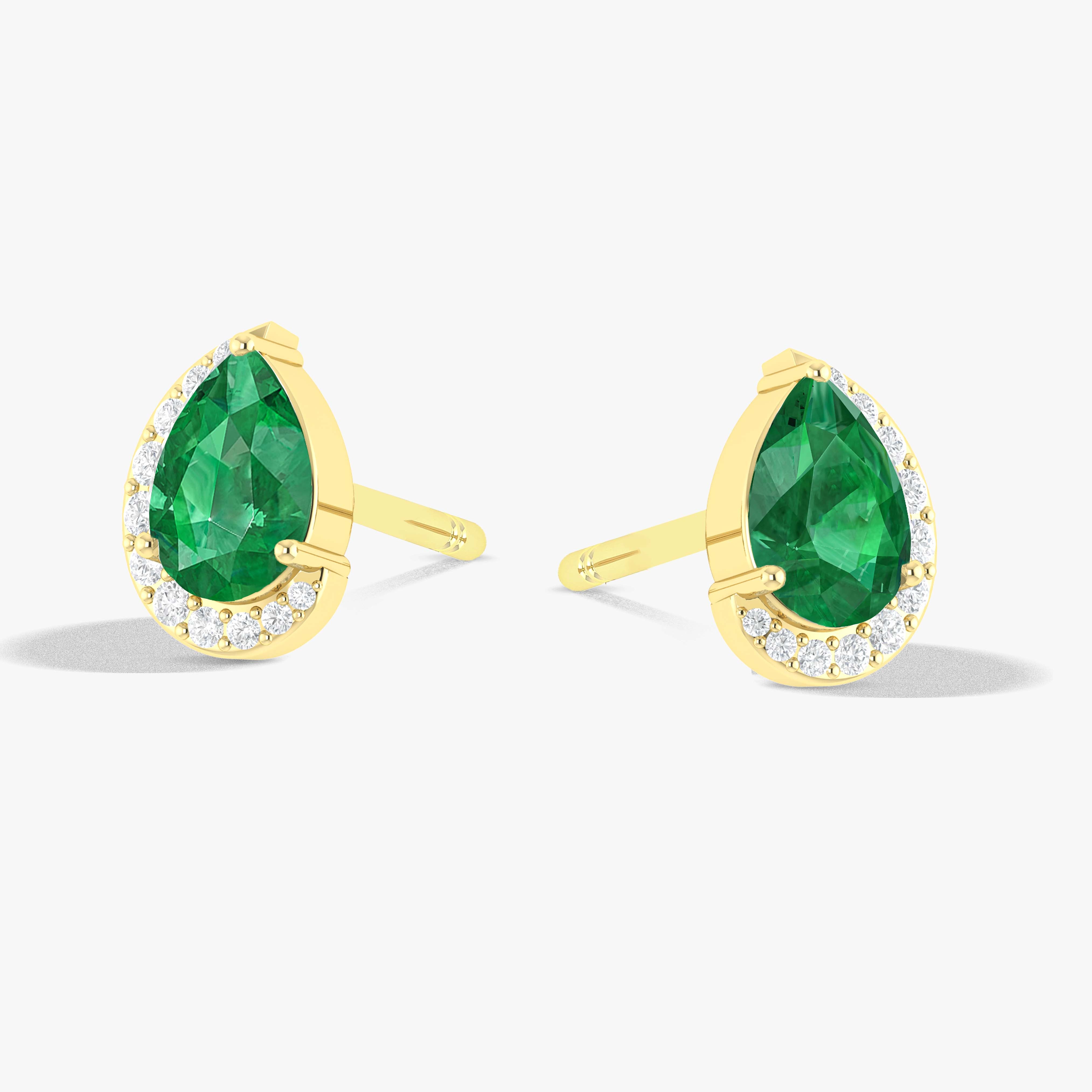 Emerald Gemstone Pear Stud Earrings for Women – Elegant Green Jewelry for Everyday Wear & Special Occasions