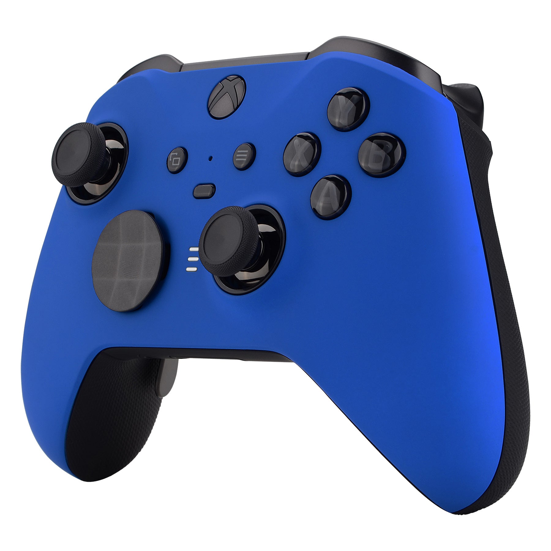 eXtremeRate Blue Soft Touch Grip Faceplate Cover & Front Housing Shell Replacement Kit for Xbox One Elite Series 2 Controller (Model 1797 & Core) - Includes Thumbstick Accent Rings - Perfect for Gaming Comfort and Controller Customization (ELP305)