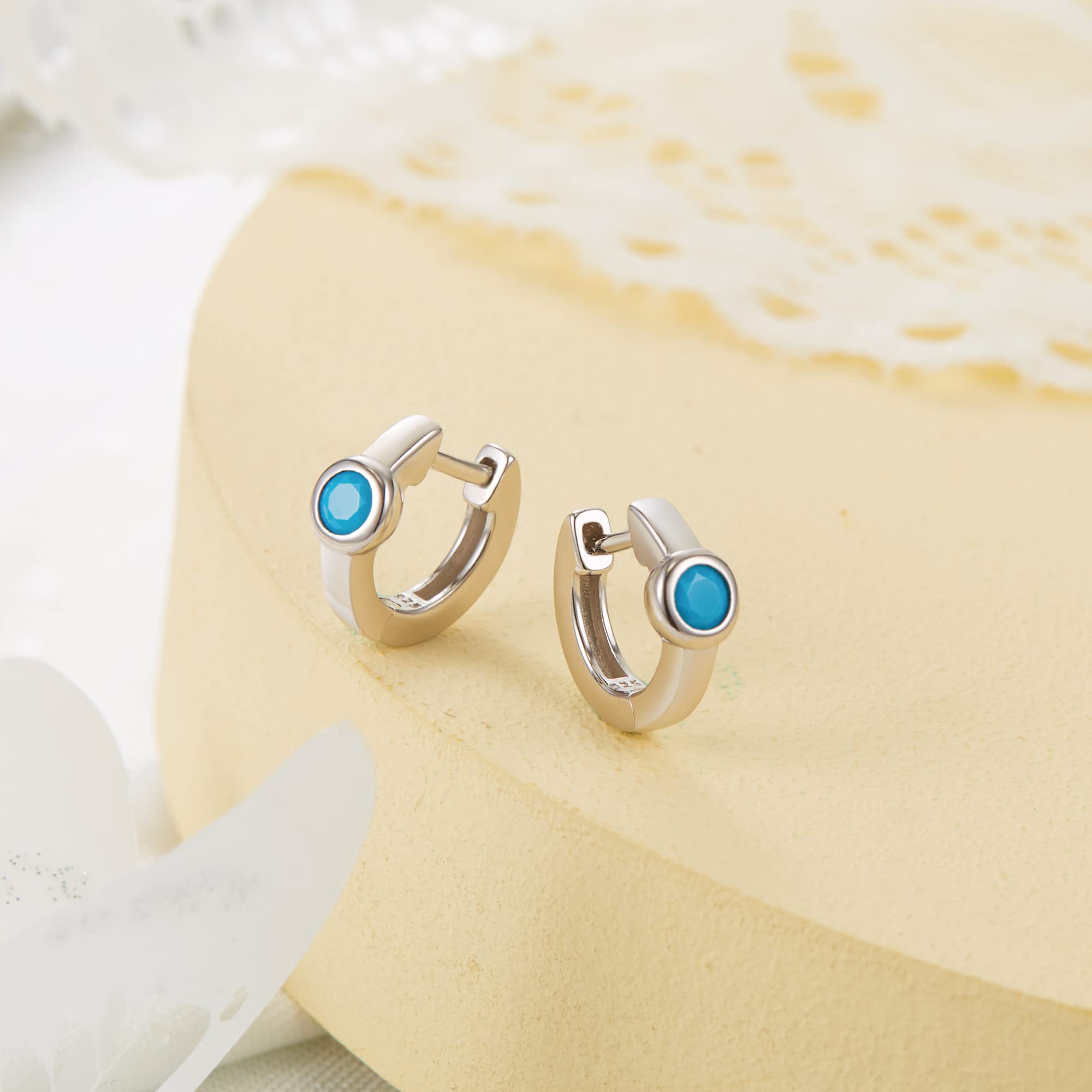 925 Sterling Silver Hoop Earrings for Women | Cubic Zirconia Huggie Earrings | Hypoallergenic Tiny Hoops | Perfect for Everyday Wear, Office & Date Night