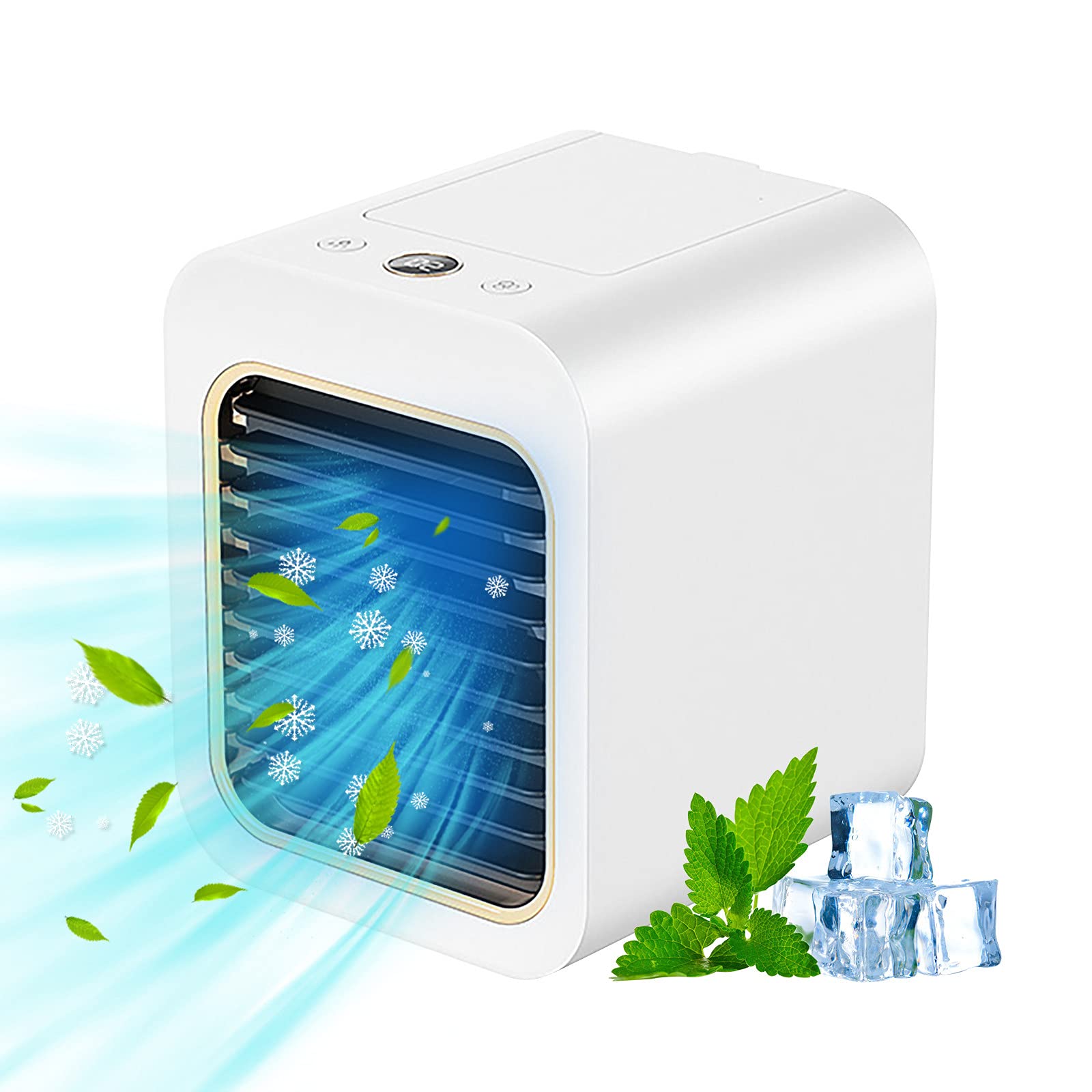 LiPing Portable Air Conditioner - 3 Speed USB Rechargeable Personal Cooling Fan | Ultra Quiet Mini AC for Home, Office & Travel | Compact Space Cooler for Small Rooms, Dorm, Car & Camping (White) | Perfect for Desk, Bedroom & Outdoor Adventures | Stay Cool While Working, Sleeping or Camping
