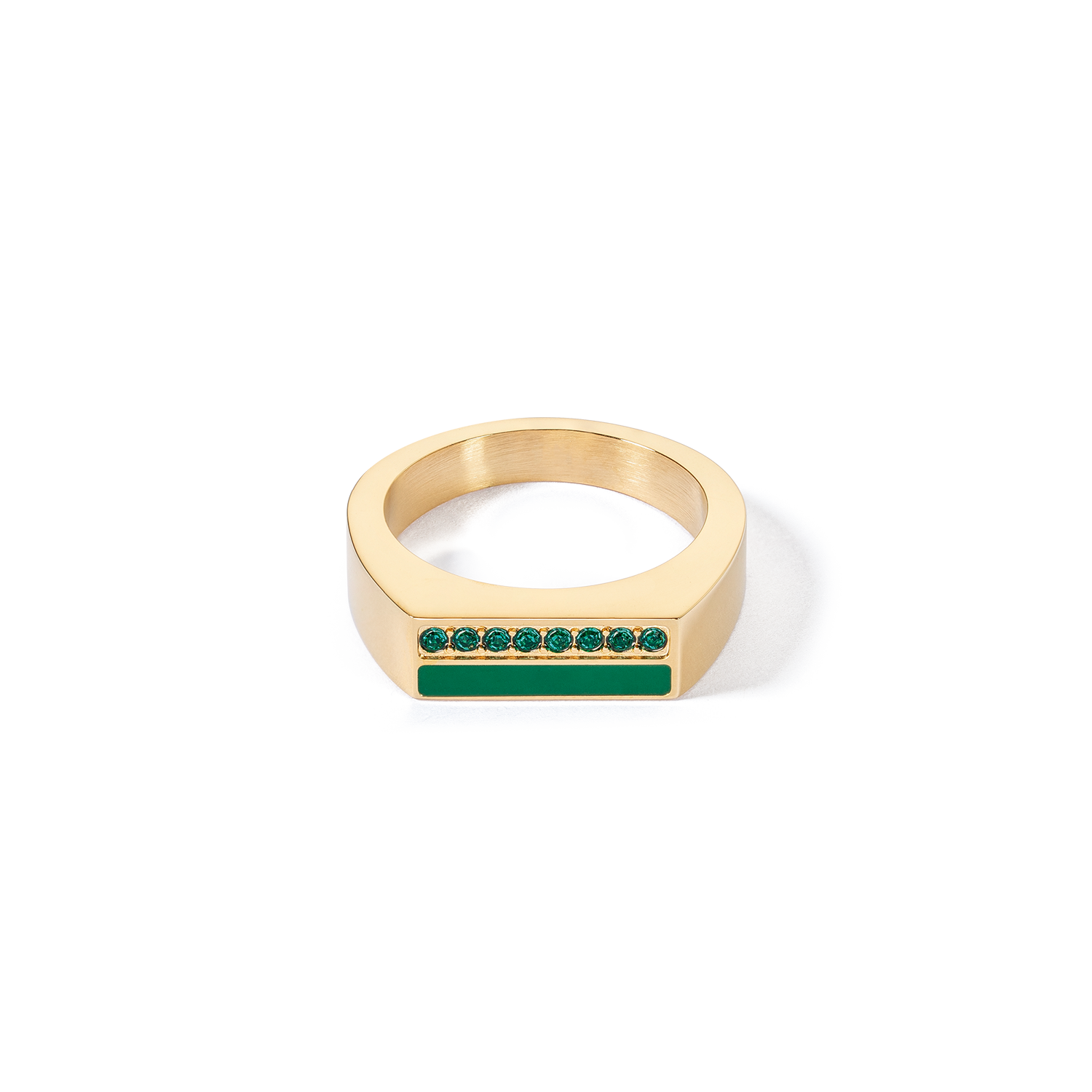 Elegant Square Striped Ring in Gold and Green - Perfect for Parties, Weddings, and Everyday Fashion Accessories