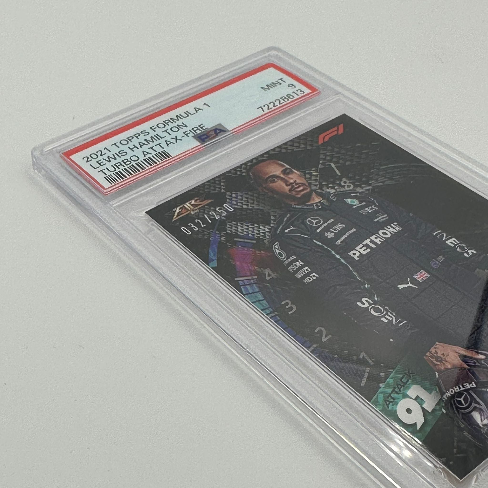 PSA 9 Lewis Hamilton /250 Fire Card - Rare Collectible for F1 Fans & Sports Memorabilia Enthusiasts