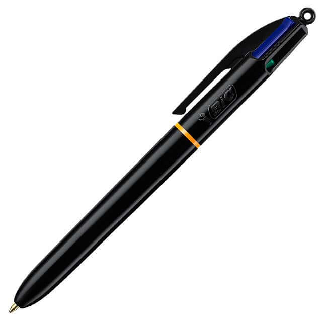 BIC 4-Color Ballpoint Multi Pen with Comfort Grip - Perfect for Office, School & Note-Taking | Smooth Writing Retractable Pen with Black, Blue, Red & Green Ink