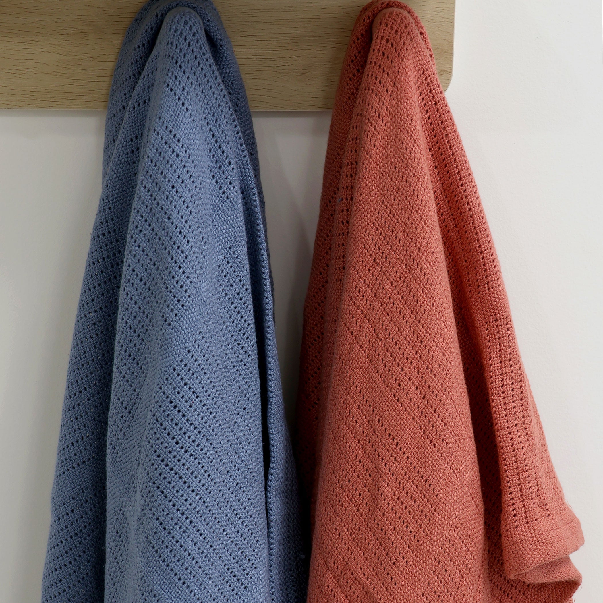 Premium Nordic 2-Pack Cellular Blanket - Breathable Baby Blanket in Denim Blue & Warm Clay - Perfect for Nursery, Swaddling, and Stroller Use