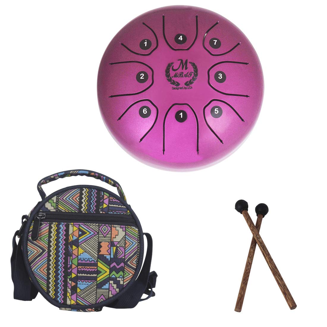 5.5 Inch 8-Tone Mini Steel Tongue Drum in C Key - Handpan Tank Drum with Mallets & Carry Bag | Professional German-Made Percussion Instrument for Yoga, Meditation, Zen & Sound Therapy | Perfect for Relaxation, Music Therapy & Spiritual Healing (Purple)