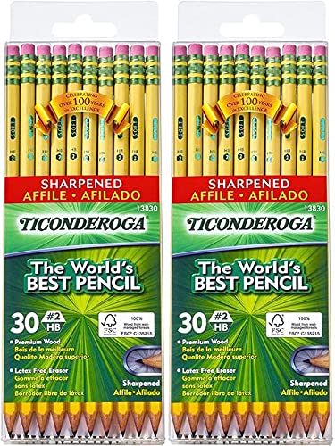 Pre-Sharpened #2 HB Graphite Pencils - 30-Pack (2 Sets) for School & Office