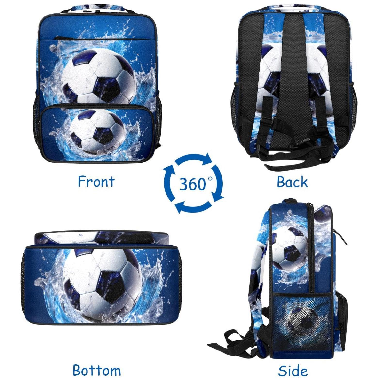 Stylish Travel Backpack for Women & Men - Durable Blue Ocean Design Waterproof Backpack for Hiking, Commuting & Football Games