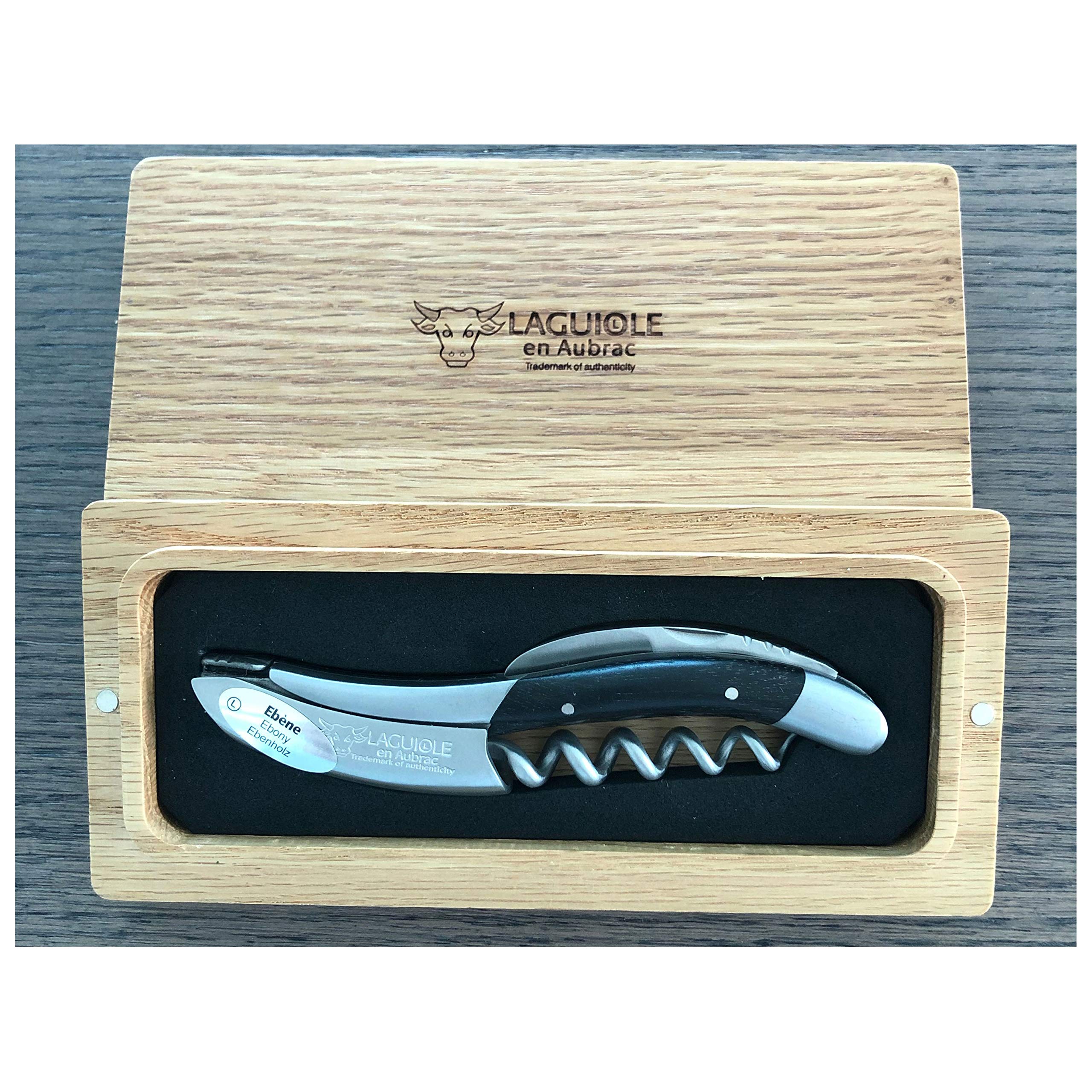 Premium Laguiole en Aubrac Sommelier Waiter's Corkscrew Wine Opener with Ebony Handle - Perfect for Restaurants, Wine Bars & Home Entertaining