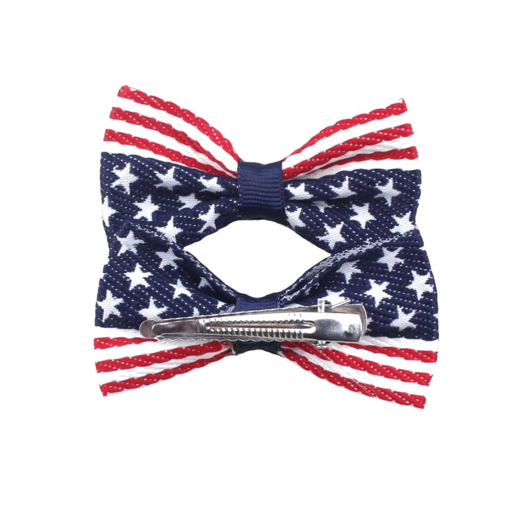 2 Pack Patriotic American Flag Hair Bows for Girls - Red White Blue Hair Clips & Hairgrips - Perfect for 4th of July, Independence Day, Memorial Day & School Spirit Events