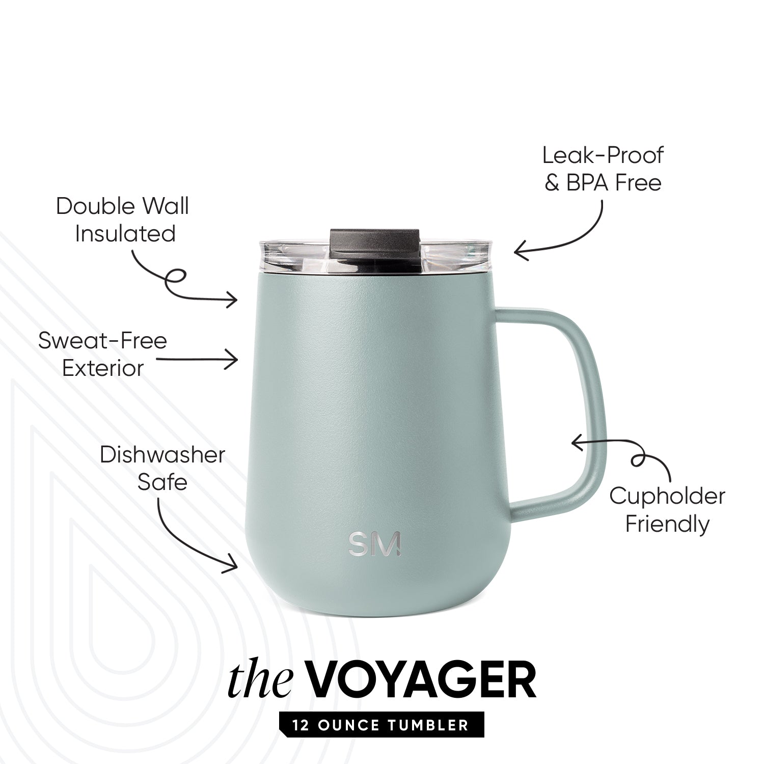 Premium 12 oz Voyager Coffee Mug with Handle - Insulated Travel Mug for Hot & Cold Drinks - Perfect for Office, Camping, and Commuting