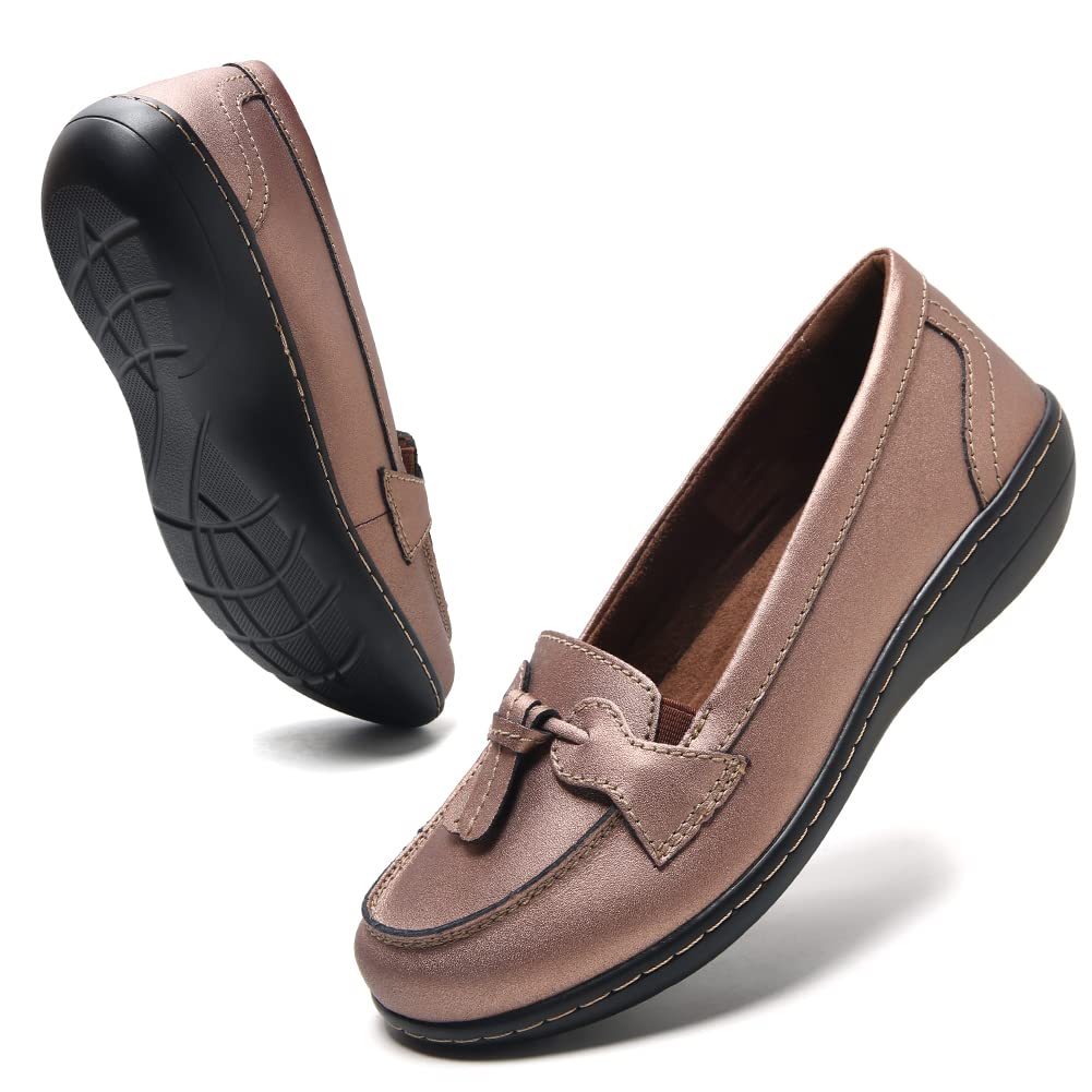 Maichal Women's Slip-On Loafers - Genuine Leather Comfort Dress Shoes with Tassel Detail | Perfect for Office, Business Casual & Formal Occasions