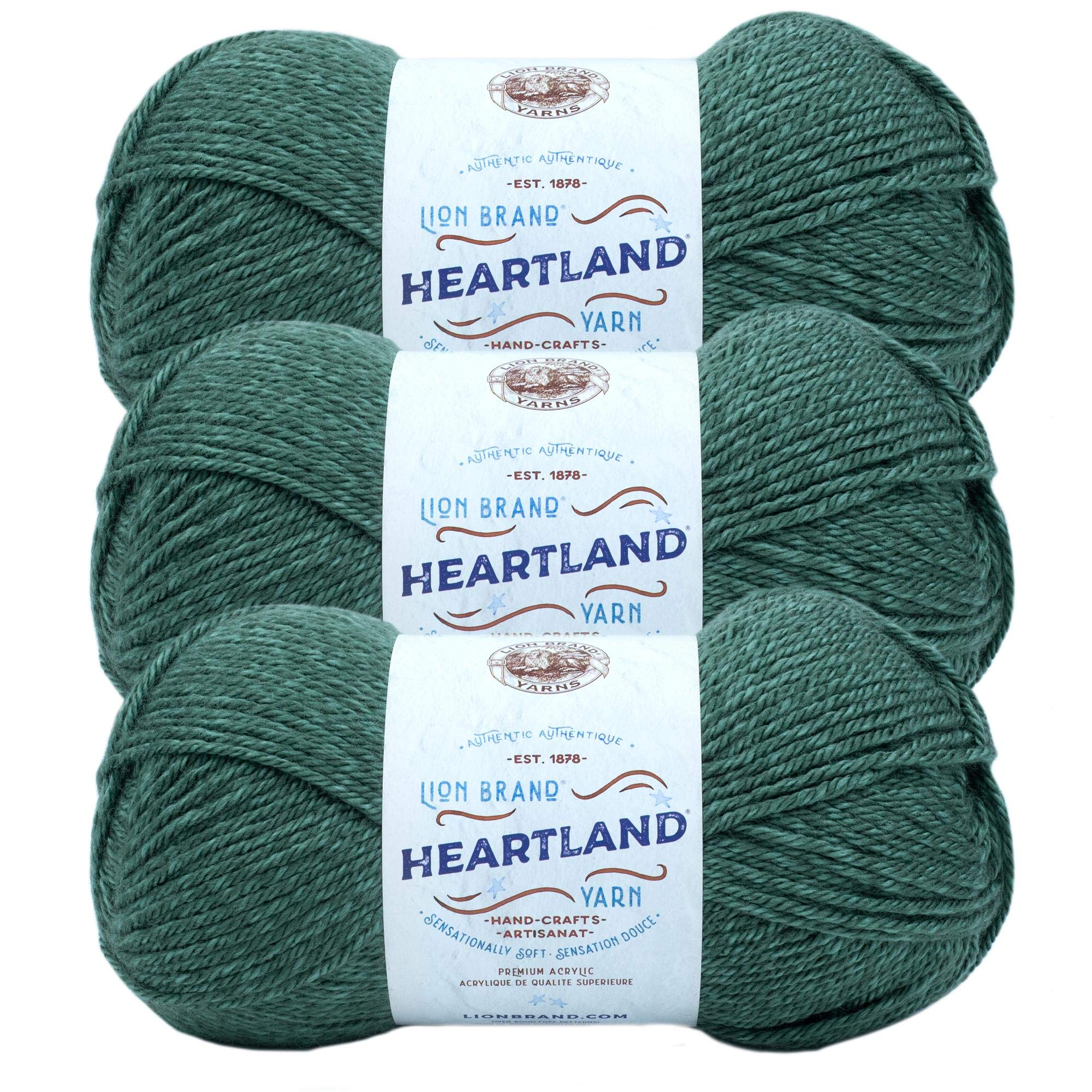 Lion Brand Yarn Heartland - Worsted-Weight 100% Acrylic Yarn for Knitting & Crocheting - Soft Craft Yarn for Blankets, Scarves & Hats - 3 Pack (Rocky Mountains) - Perfect for DIY Projects & Gift Making