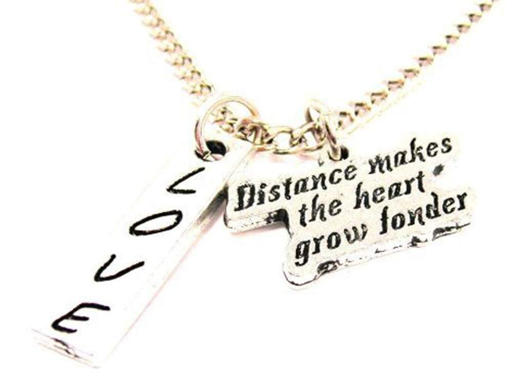 Distance Makes The Heart Grow Fonder Love Charm Necklace - 18 Inch Romantic Gift for Couples, Best Friend, Anniversary, Valentine's Day | Perfect for Long Distance Relationships & Meaningful Presents