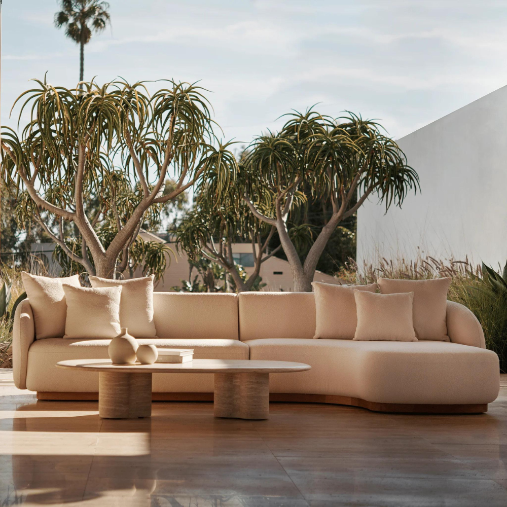 Como Outdoor Curved Chaise Left Sectional Sofa - Waterproof Patio Lounge Furniture for Poolside, Garden & Backyard Relaxation