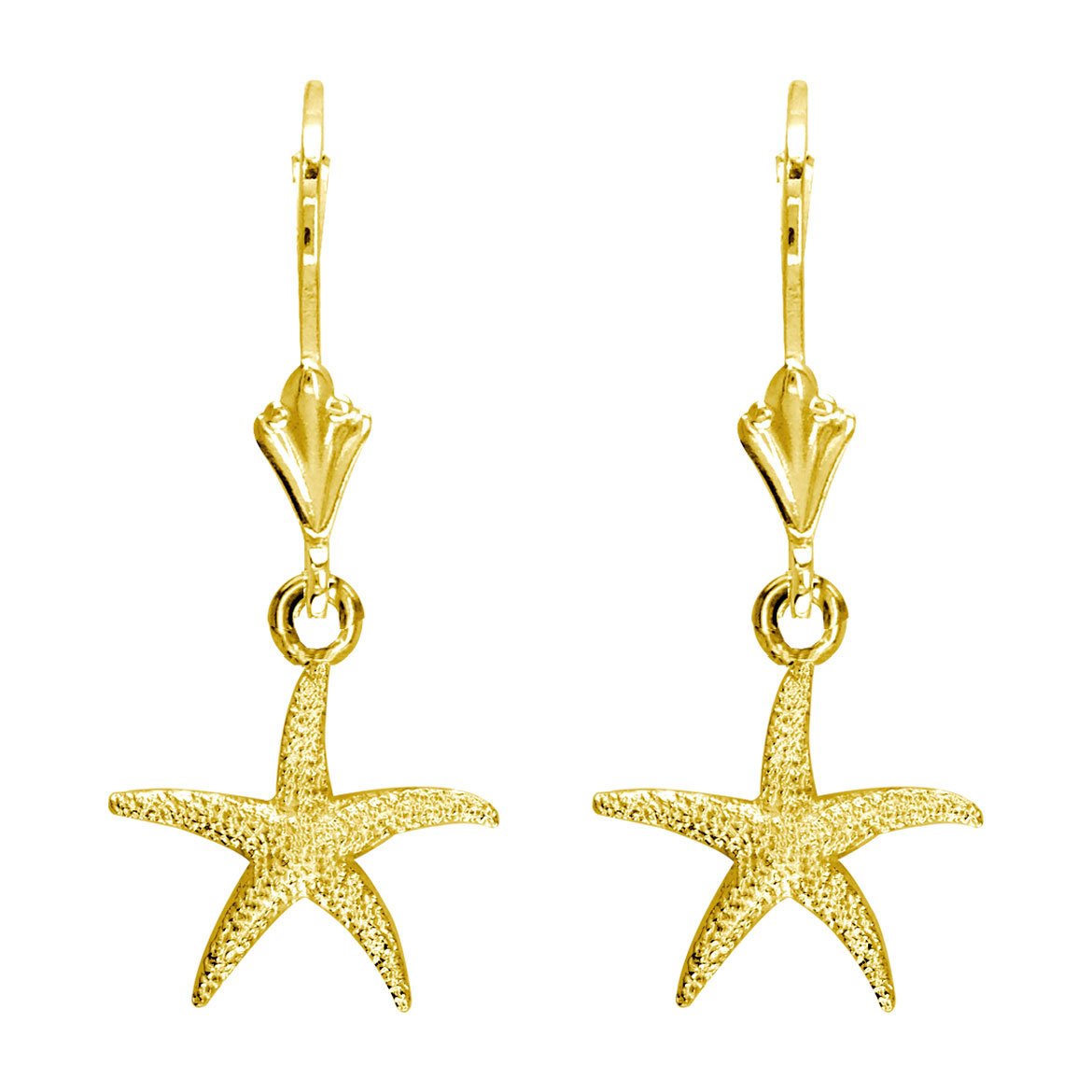 14K Yellow Gold Mini Common Starfish Earrings - Perfect for Beach Vacations, Summer Outfits & Boho Jewelry Lovers