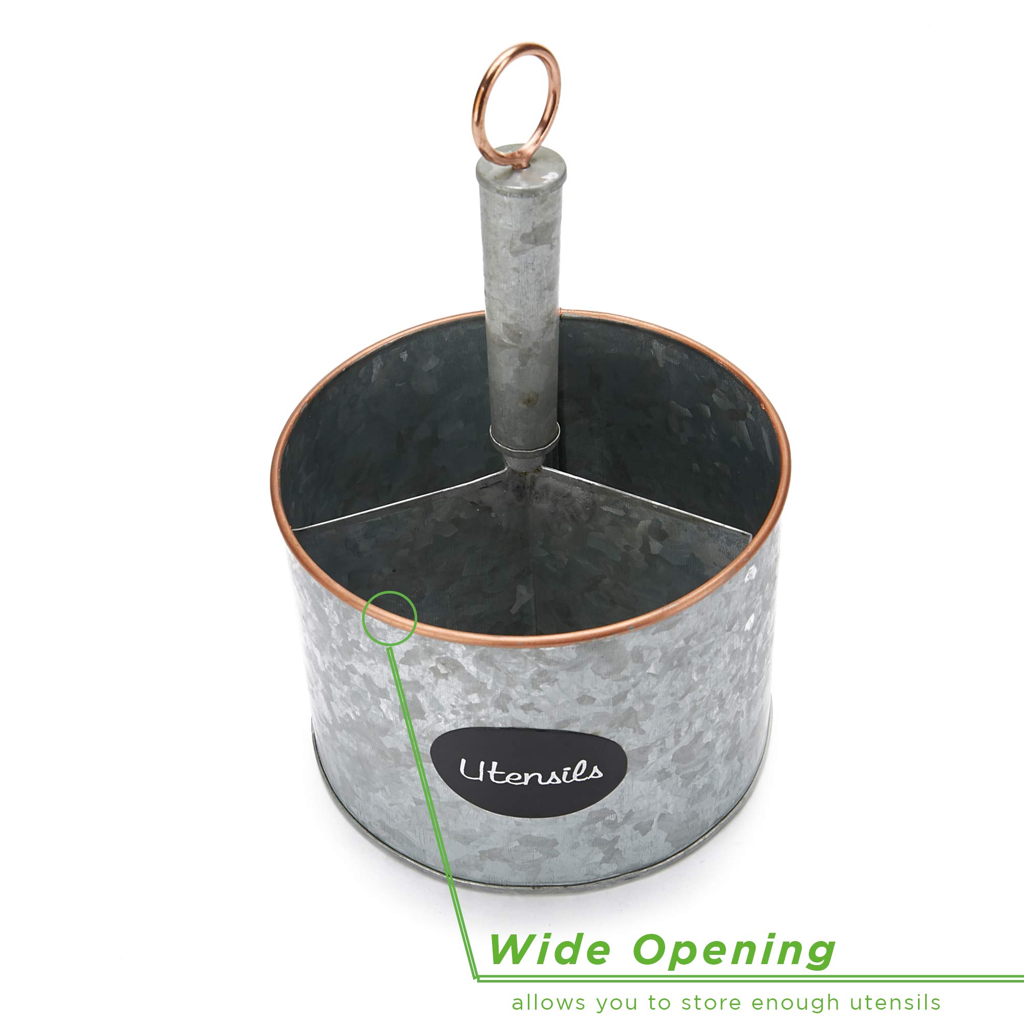 Mind Reader Silverware Organizer & Utensil Holder - Galvanized Metal Cutlery Caddy, 6.5