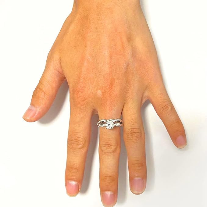 1.2CT Round Moissanite Engagement Ring for Women - 925 Sterling Silver Wedding Band Set, Promise Ring & Bridal Jewelry (Size 4.5-11) - Perfect for Proposals, Anniversaries & Special Occasions