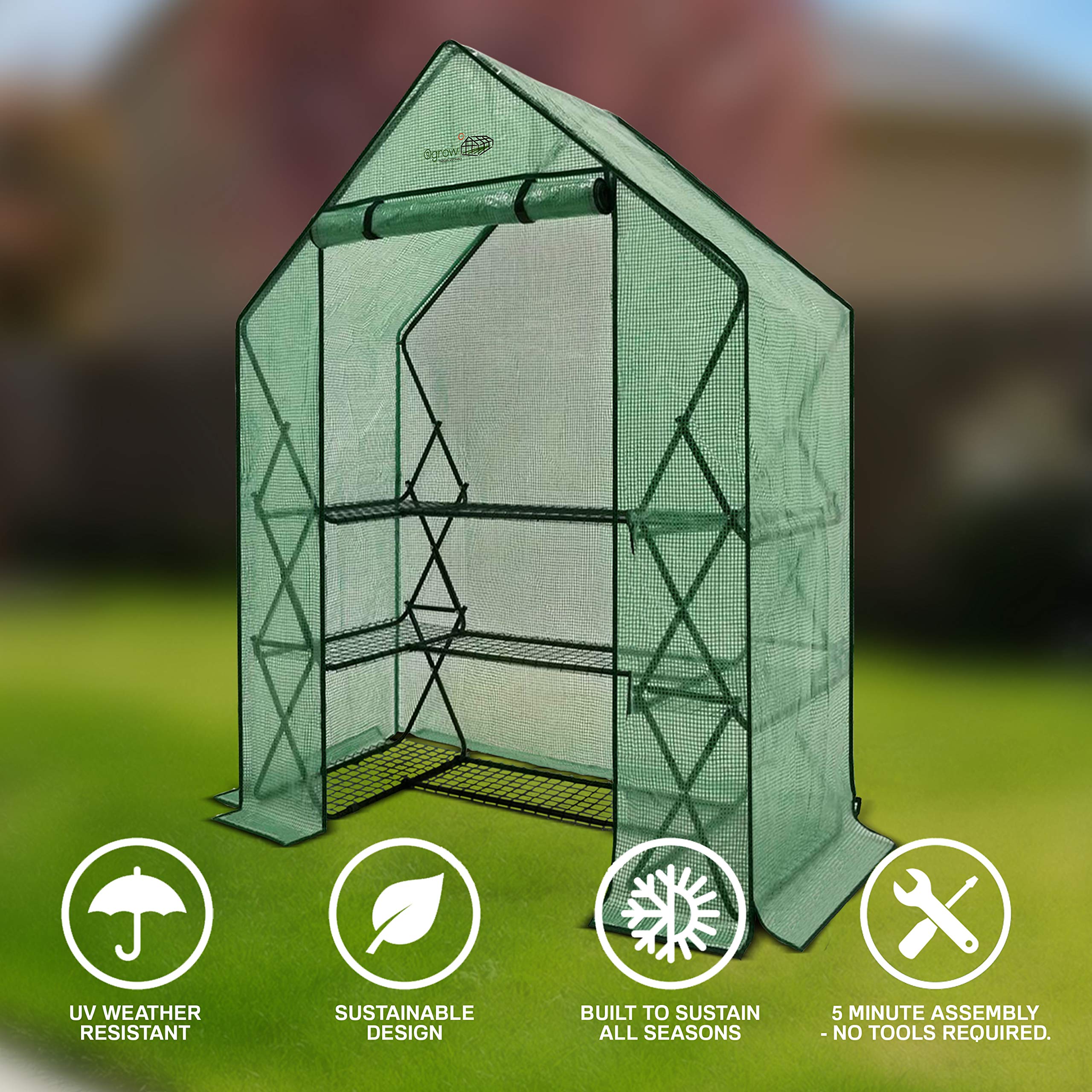 Ogrow® 3-Tier 9-Shelf Pop-Up Greenhouse with Premium Green PE Cover - Perfect for Indoor Gardening, Seed Starting & Plant Protection
