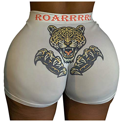 Women's Linen Pants - Sexy Slim Fit Casual Elastic Shorts with Fashion Print | Plus Size Sports Hot Pants (White, S) | Perfect for Summer Outfits, Beach Wear & Yoga