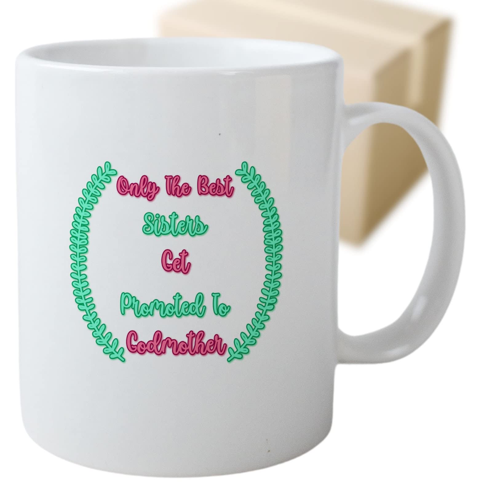Get Promoted To Godmother Coffee Mug - Pregnancy Announcement Cup - Baptism Gift - Ceramic Tea Cup for New Moms - Perfect for Baby Showers, Christenings & Celebrations