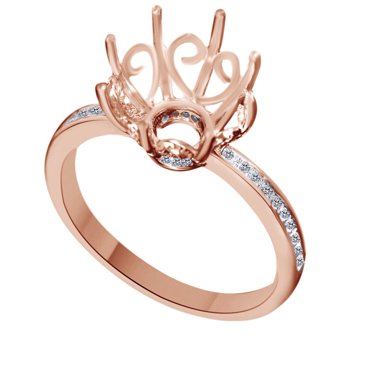 10K Solid Gold White Natural Diamond 9MM Semi Mount Ring (0.16 CTTW) - Perfect for Engagement, Wedding, Anniversary & Special Occasions